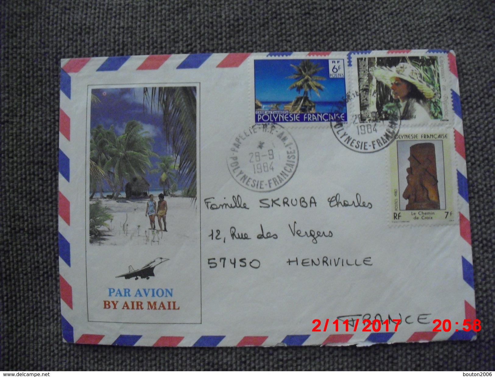 Timbres Polynésie Française 1984 Sur Enveloppe - Gebraucht