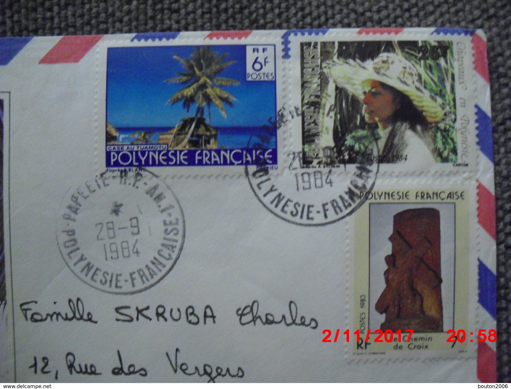 Timbres Polynésie Française 1984 Sur Enveloppe - Oblitérés