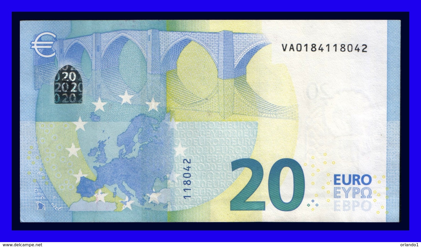 20 EURO "VA" SPAIN Firma  DRAGHI  V001  A1 UNC SEE SCAN !!!! - 20 Euro