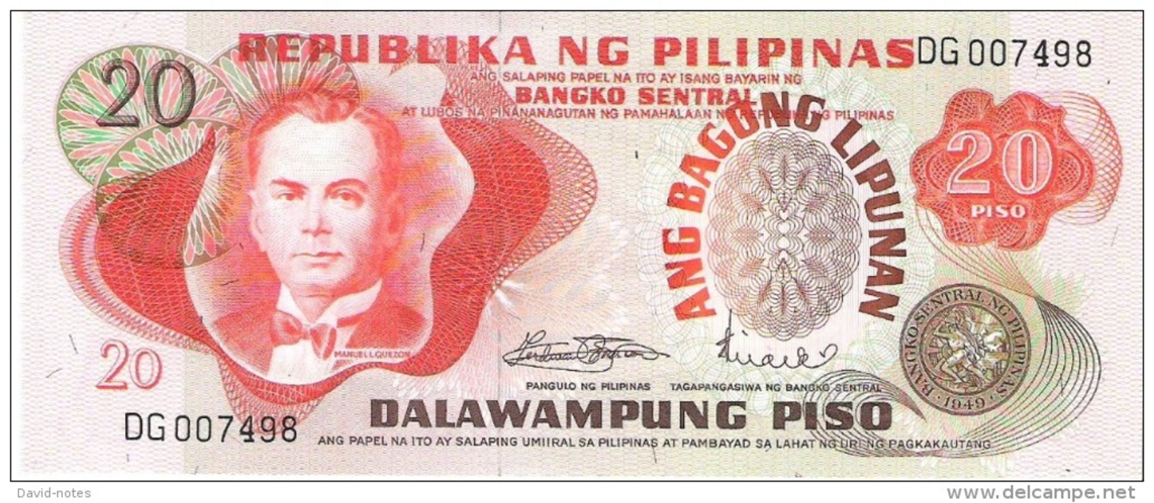 Philippines - Pick 155 - 20 Piso 1974 - Unc - Philippinen