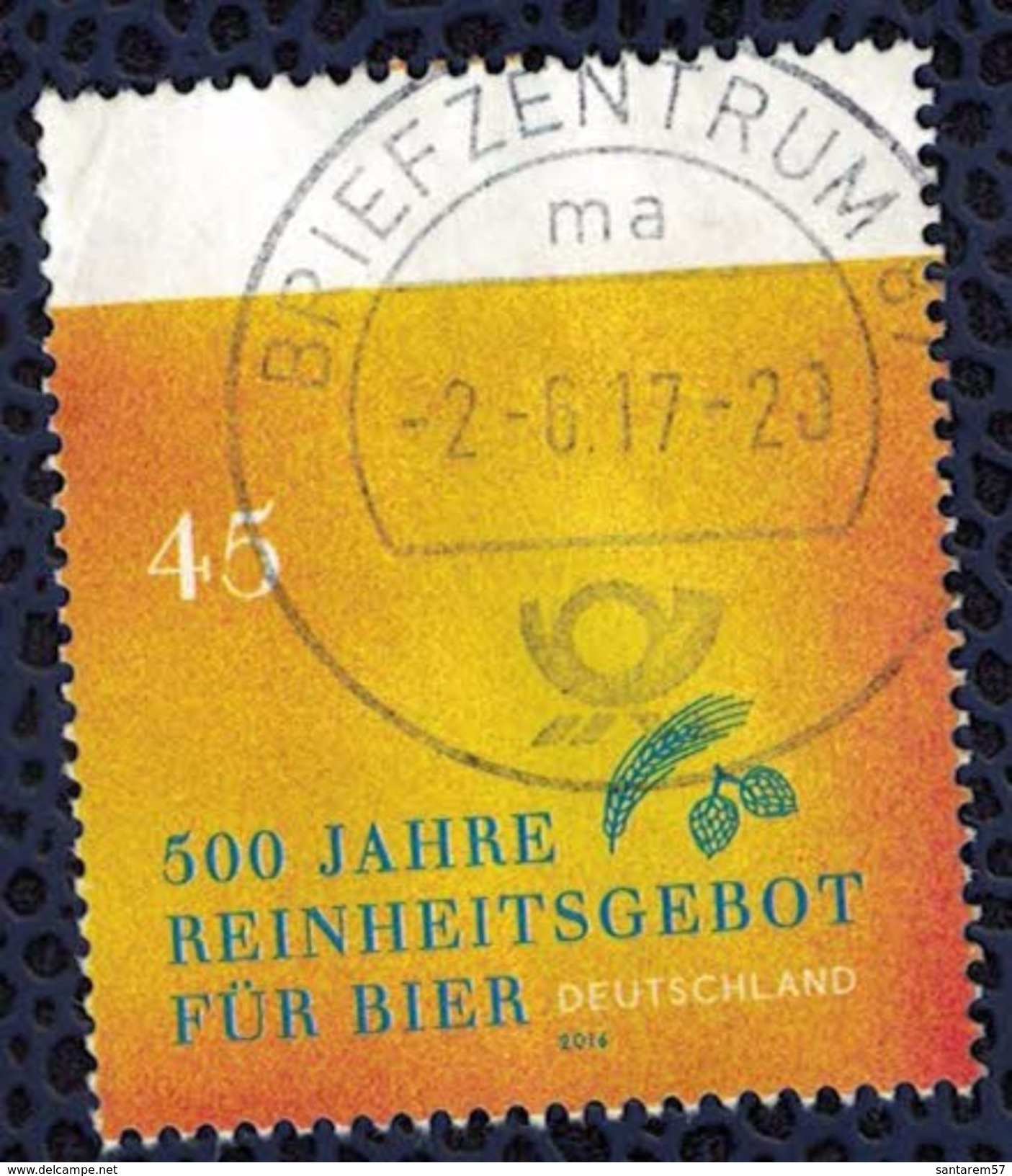 Allemagne 2016 Oblitéré Rond Léger Pli En Haut à Gauche Reinheitsgebot Décret De Pureté De La Bière SU - Neufs