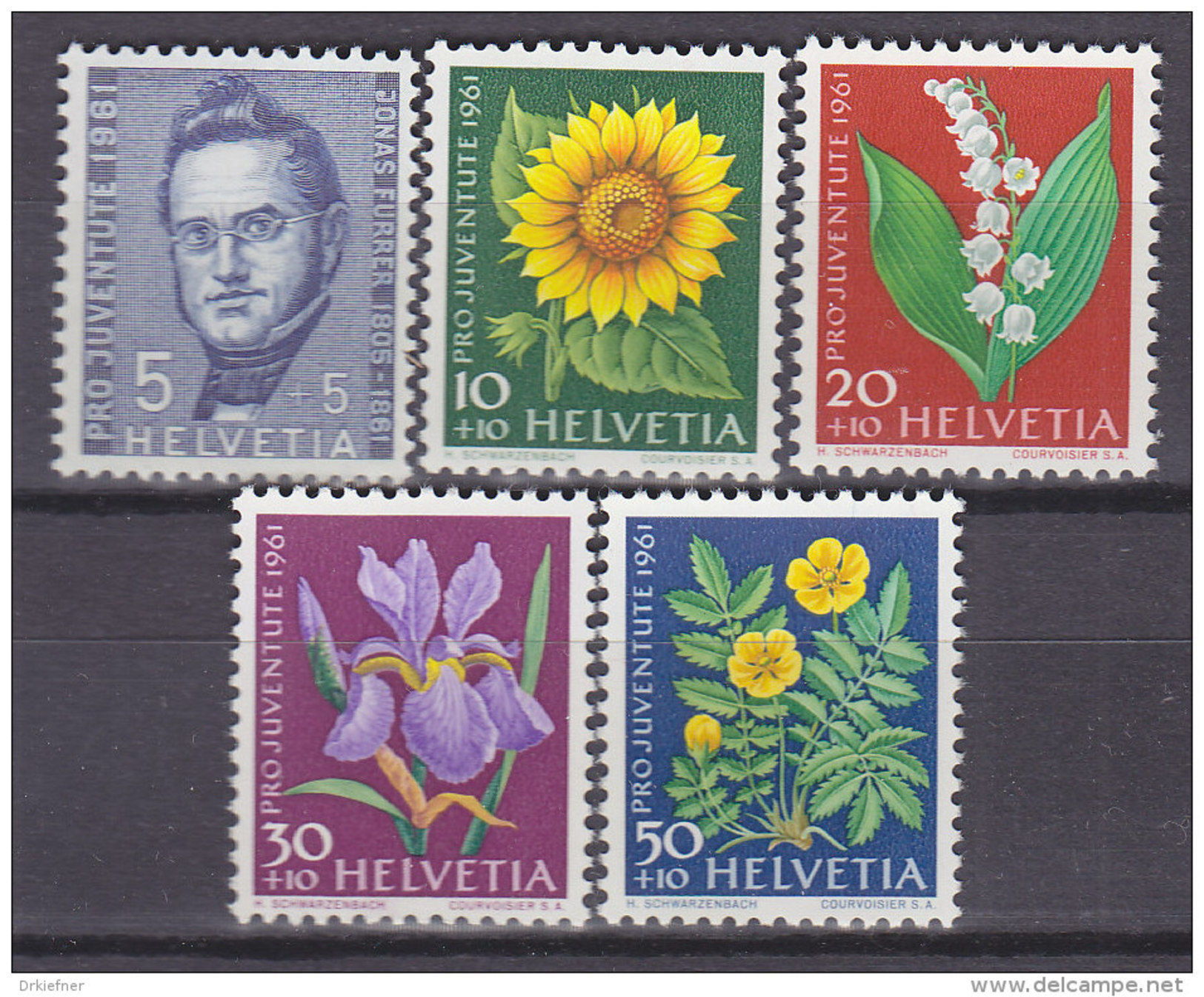 SCHWEIZ  742-746 Postfrisch **, Pro Juventute 1961, Wiesen- Und Gartenblumen - Ungebraucht