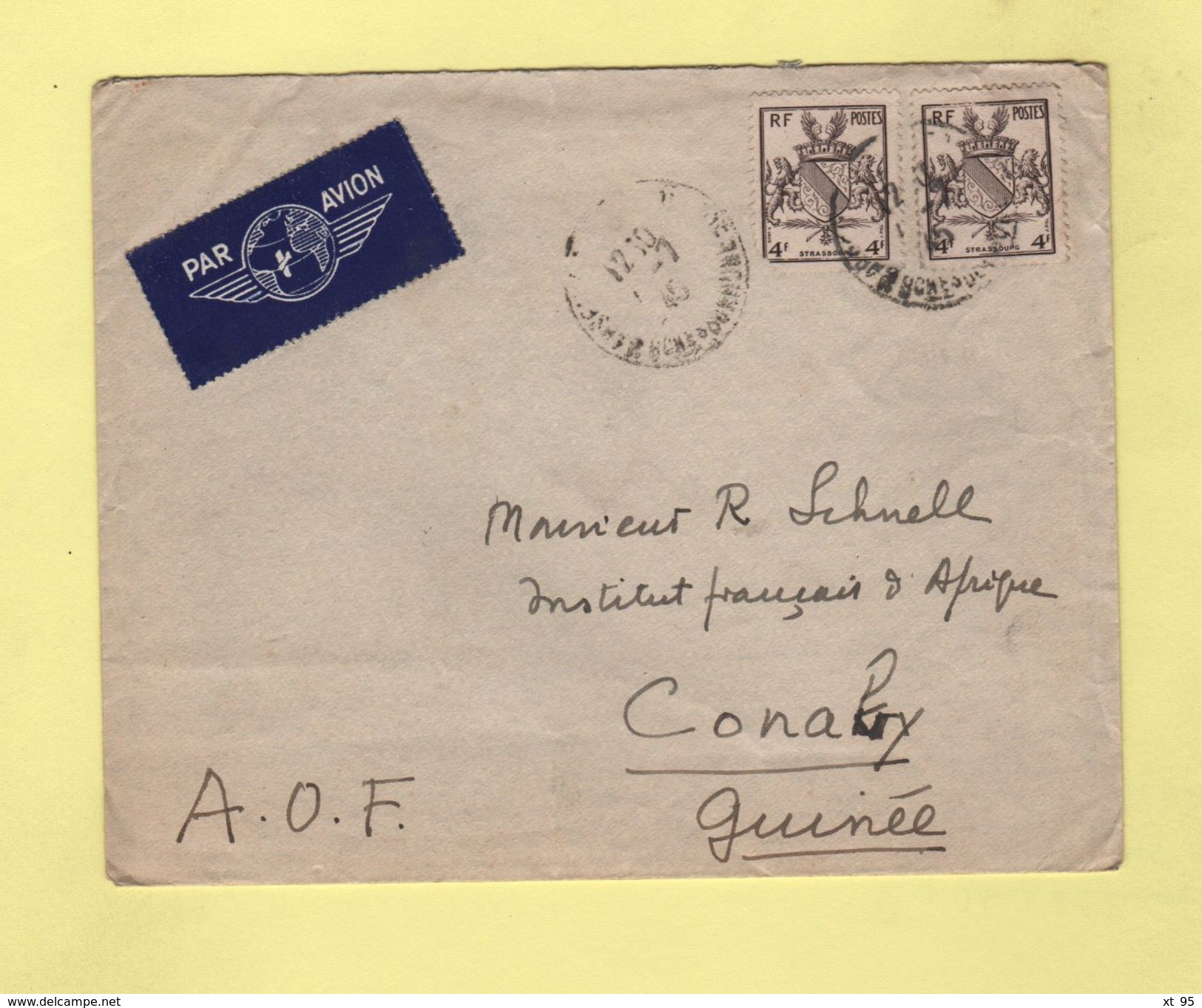 Marseille Destination Conakry Guinee - 1945 - Par Avion - 1960-.... Lettres & Documents