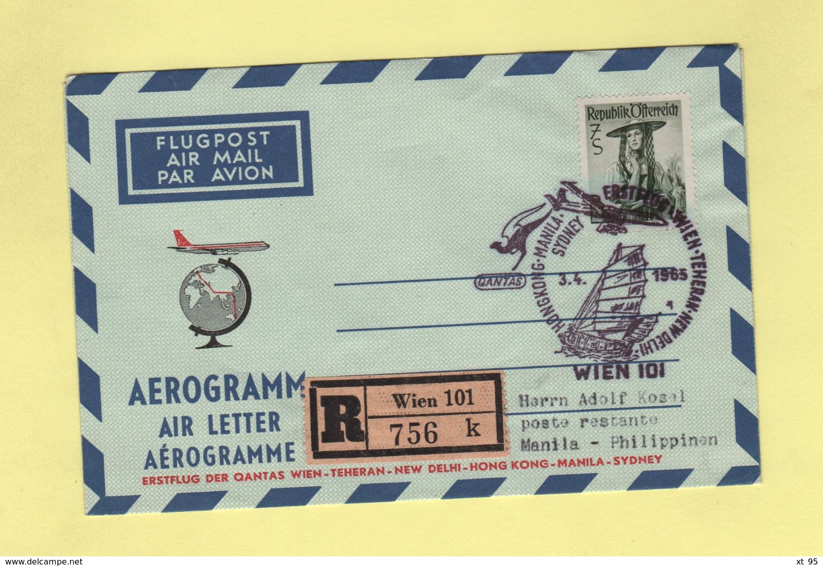 Aerogramme Wien 101 - Philippines - 3-4-1965 - Altri & Non Classificati