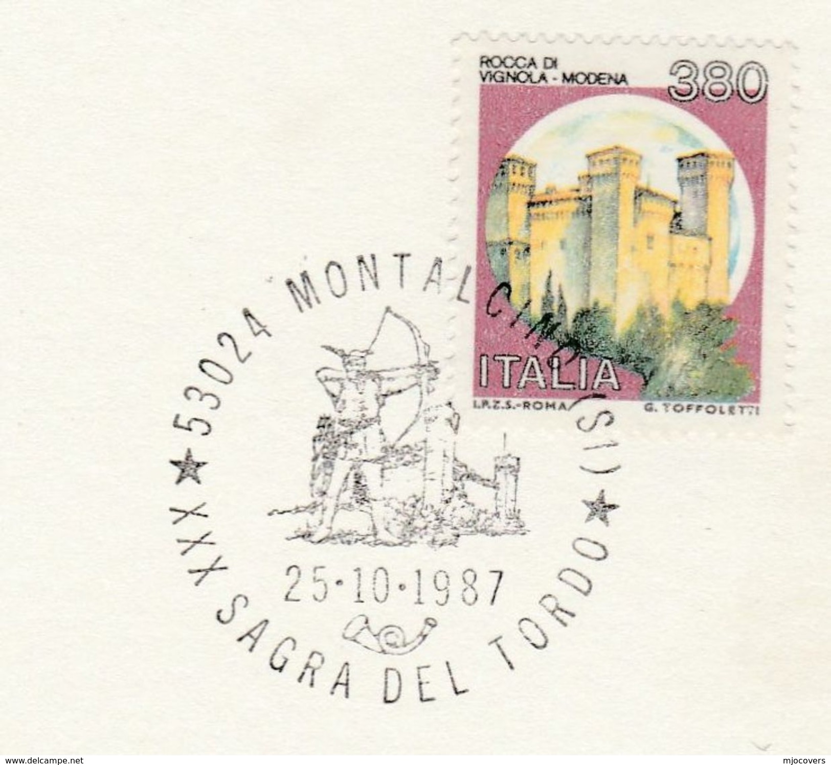 1987 MONTALCINO Italy ARCHERY EVENT CARD Cover Stamps Sport - Archery