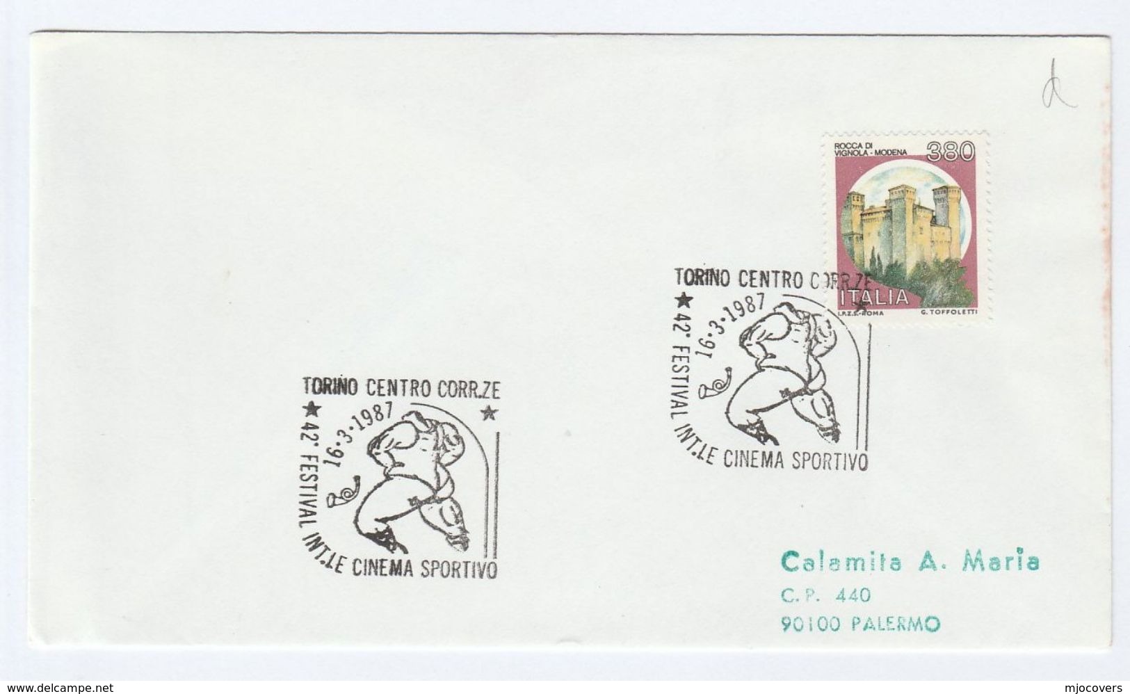 1987 TORINO International  SPORT FILM  FESTIVAL EVENT COVER Italy Cinema  Movie Stamps - Cinema