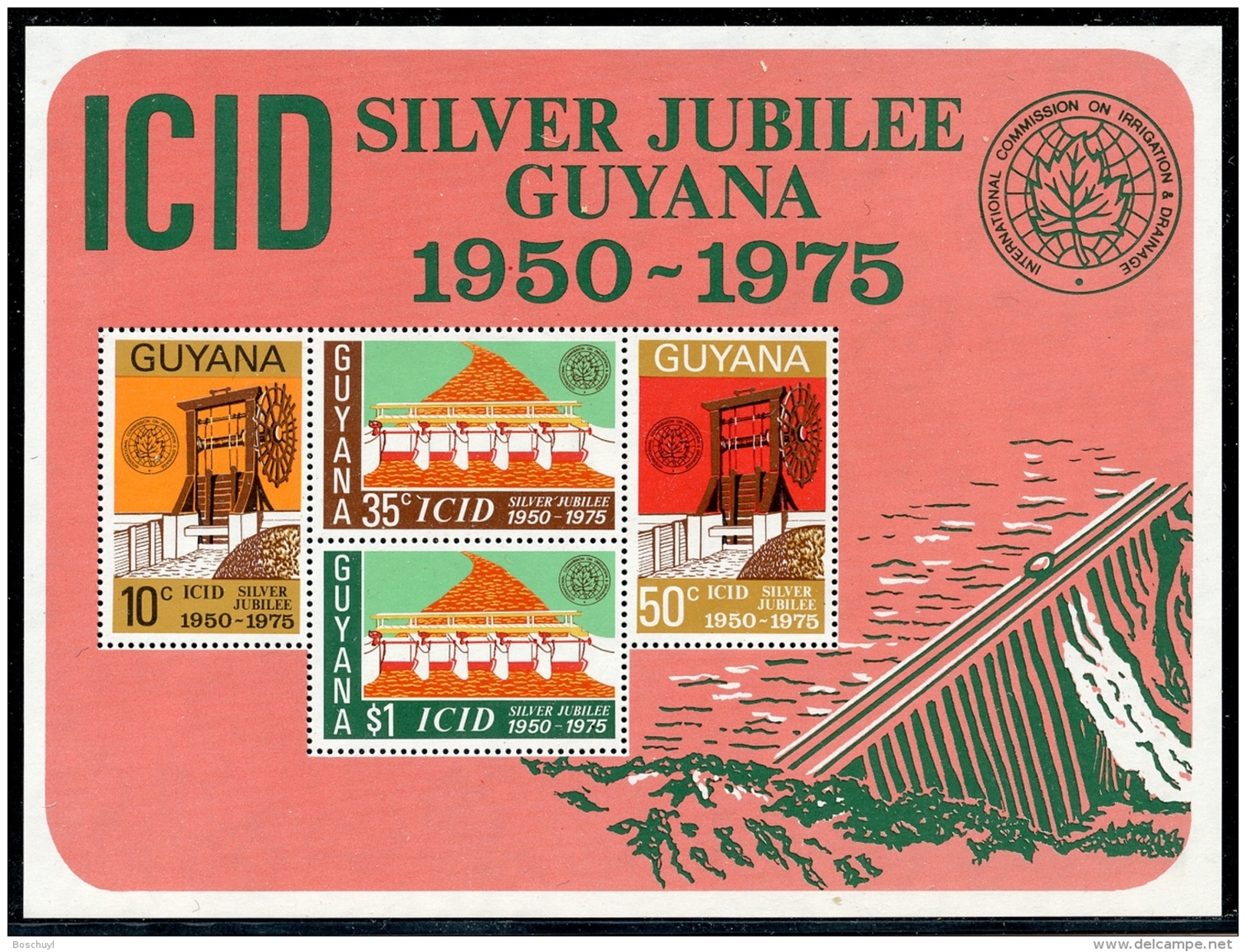 Guyana, 1975, Hydration, Water Management, ICID, MNH Sheet, Michel Block 3 - Guyana (1966-...)