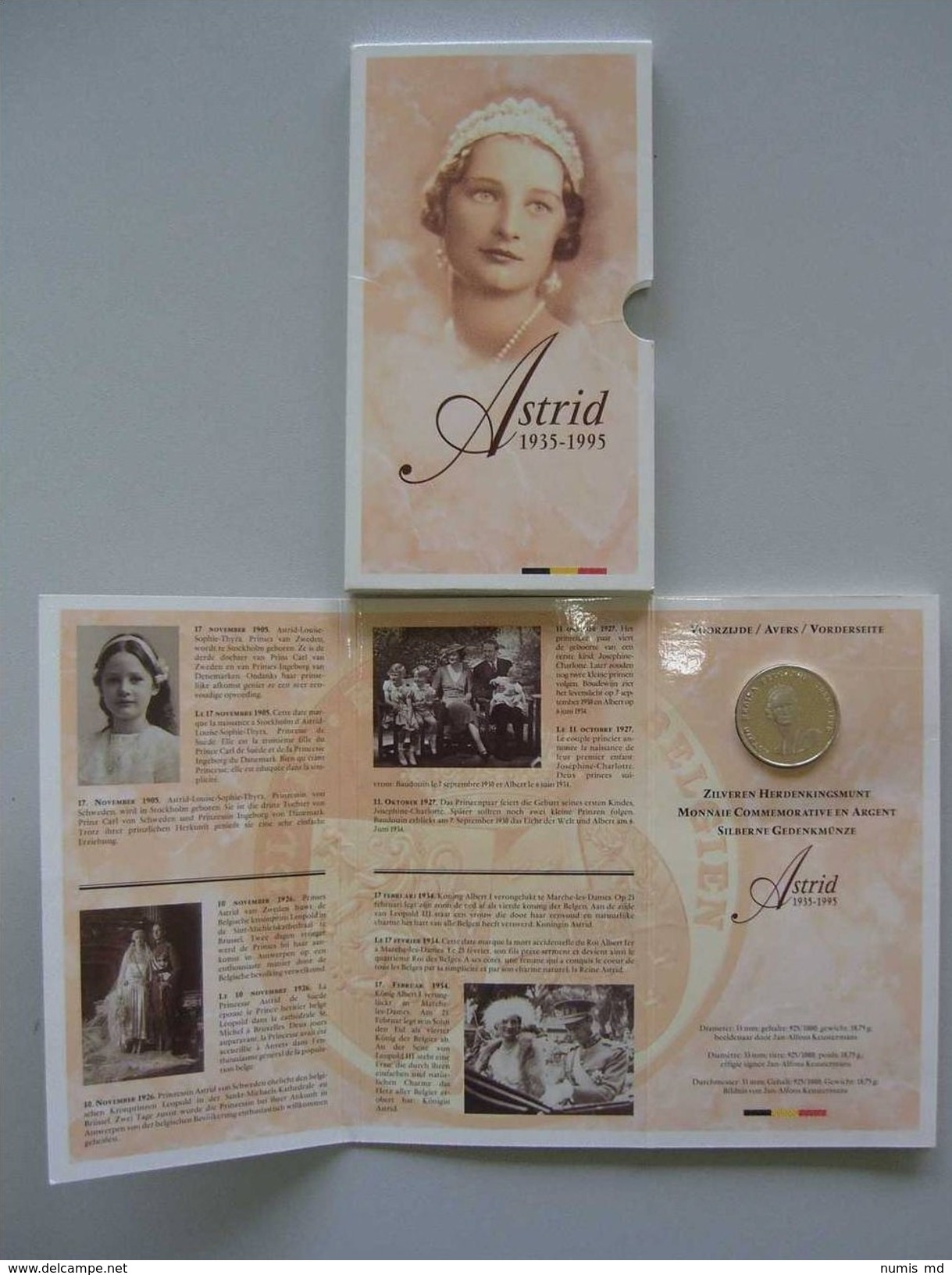 250 FR ARGENT 1995 "Astrid" *QP* Albert II (dans Son ETUI D'origine !) - 250 Francs