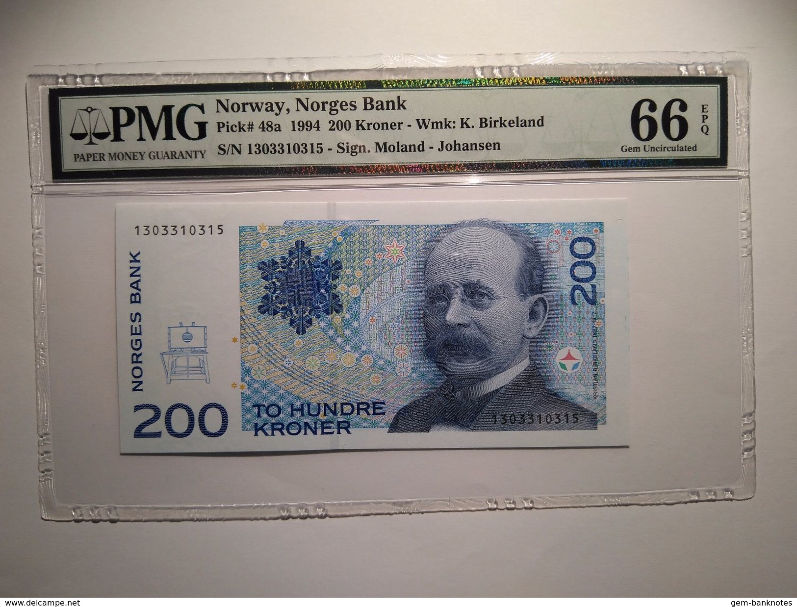 Norway 200 Kroner 1994 P48a  Graded 66 EPQ By PMG (GEM UNCIRCULATED) - Norvège