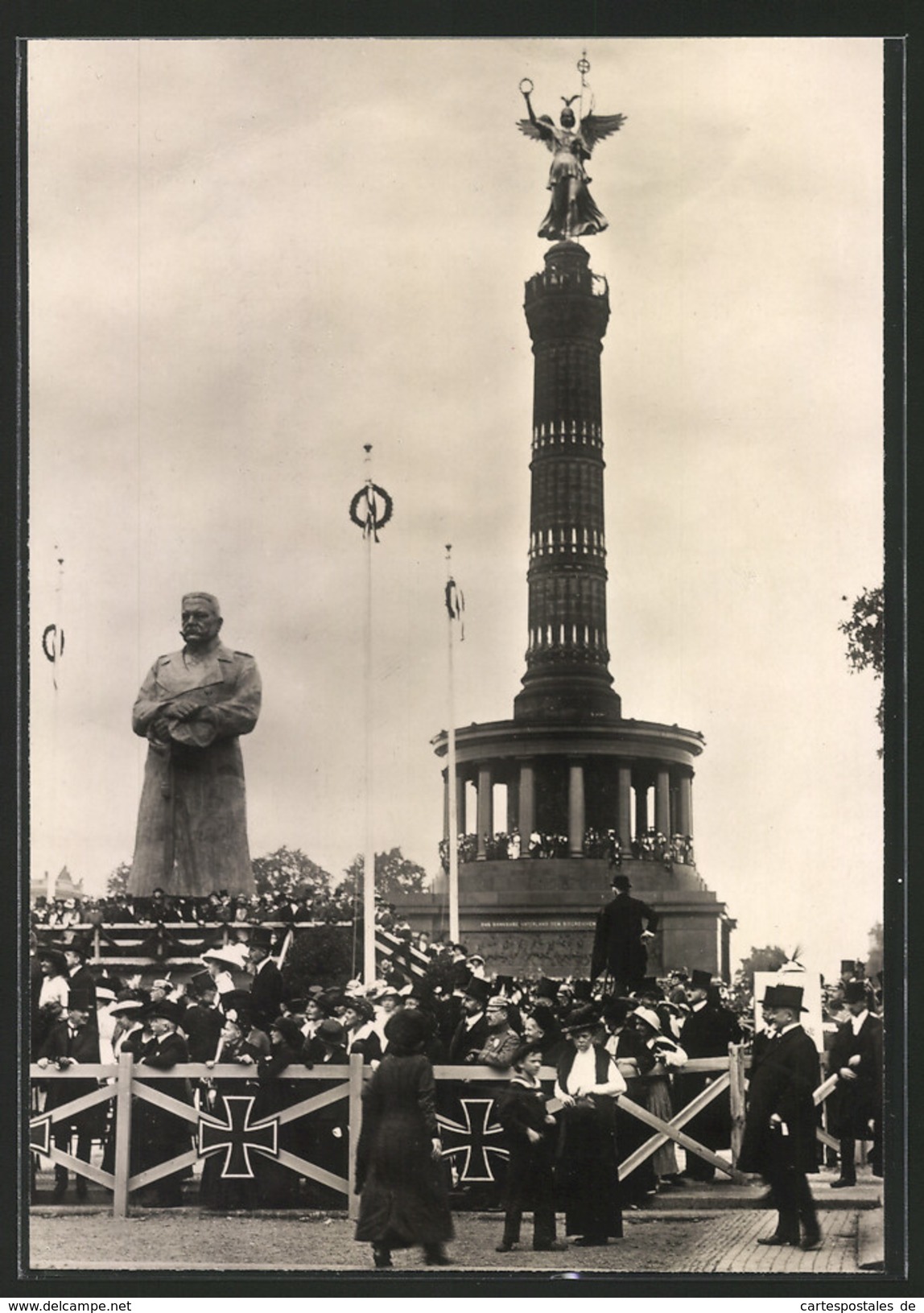 Fotografie J. H. Hennings & Co., Hamburg, Ansicht Berlin, Einweihung Eiserner Hindenburg Neben Der Siegessäule - Lieux