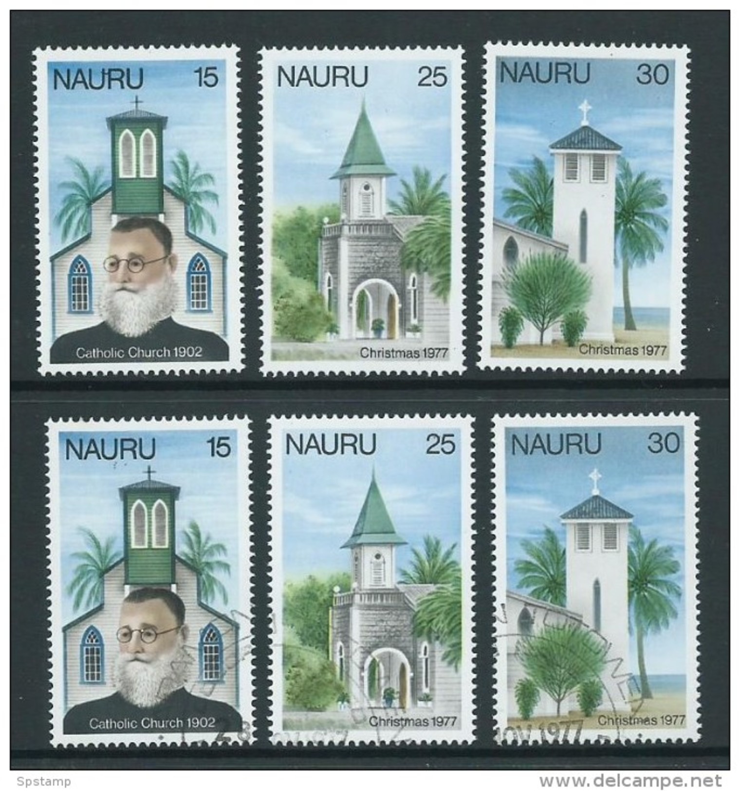 Nauru 1977 Christmas Churches Set Of 3 Both MNH & FU - Nauru