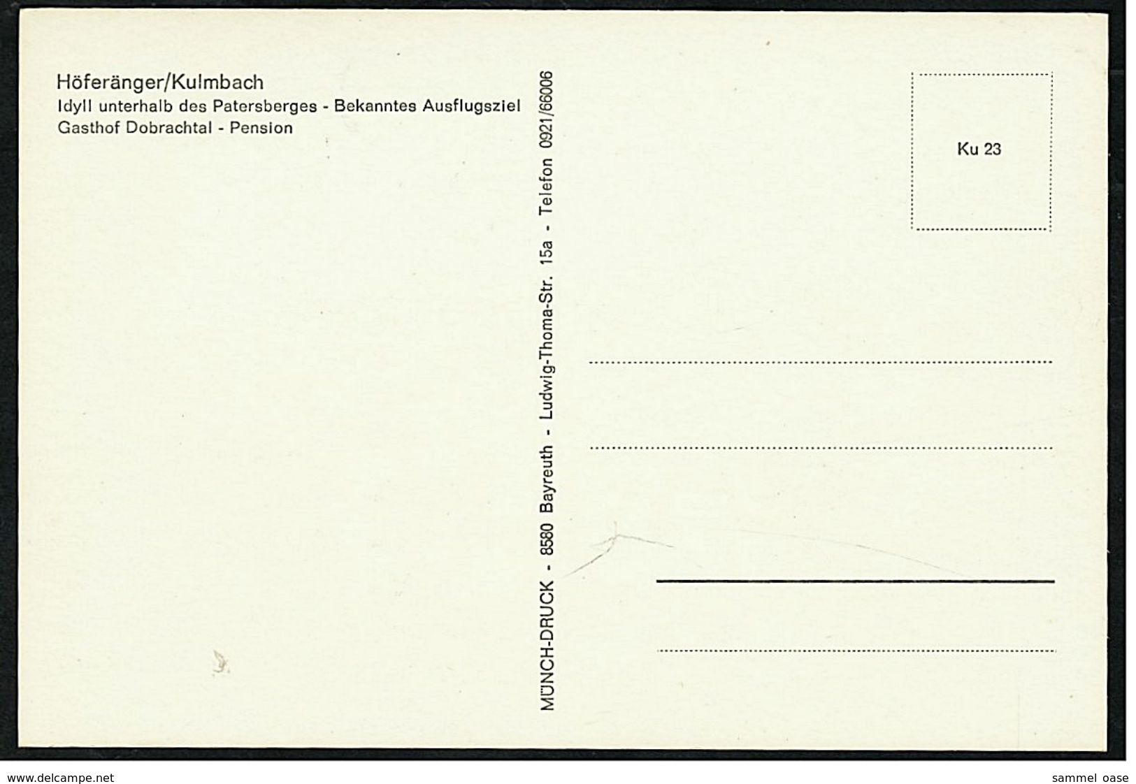 Kulmbach / Höferänger  -  Patersberg  -  Gasthof Dobrachtal  -  Ansichtskarte Ca.1975    (7453) - Kulmbach