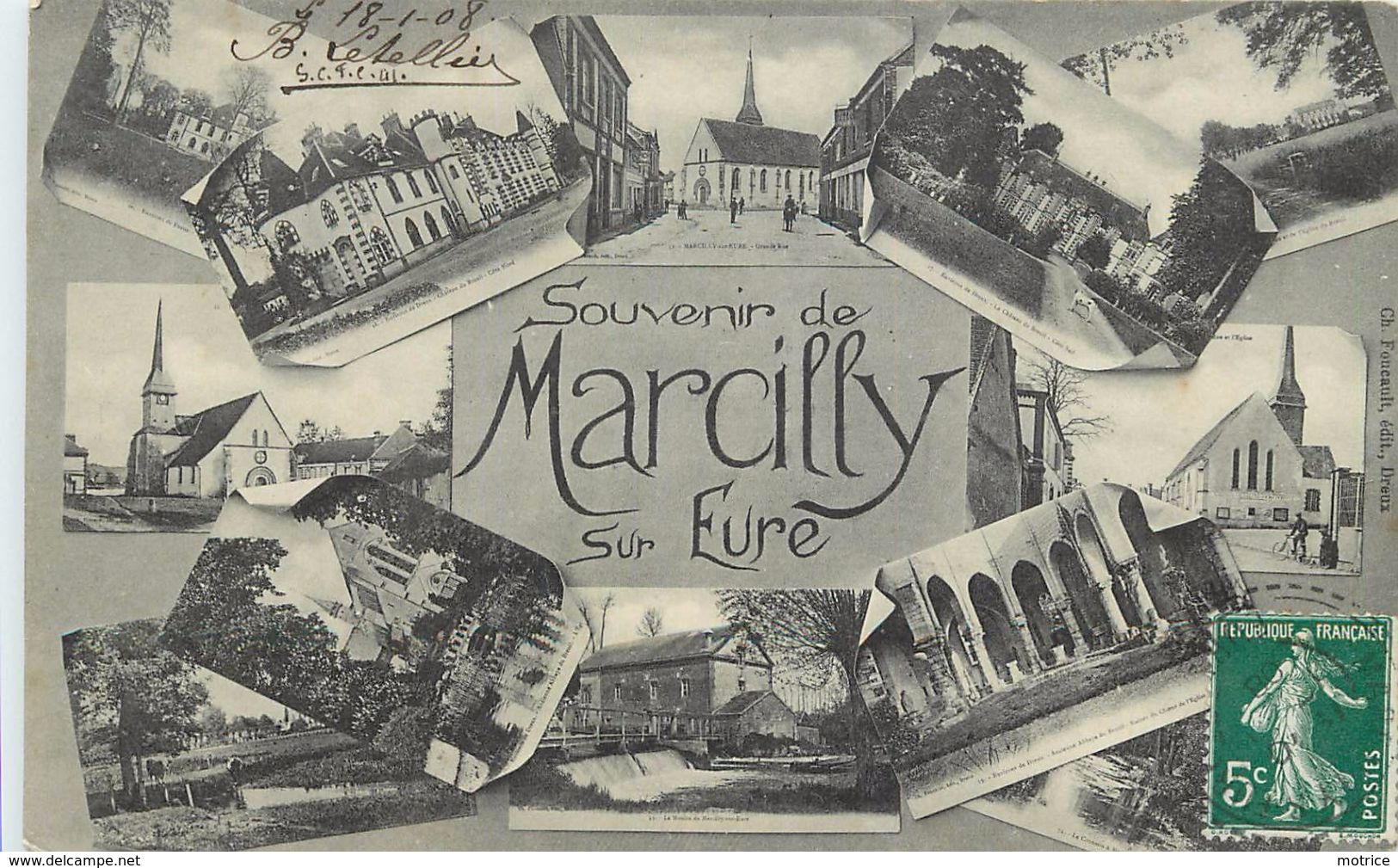 MARCILLY SUR EURE - Carte Multi-vues De La Ville. - Marcilly-sur-Eure