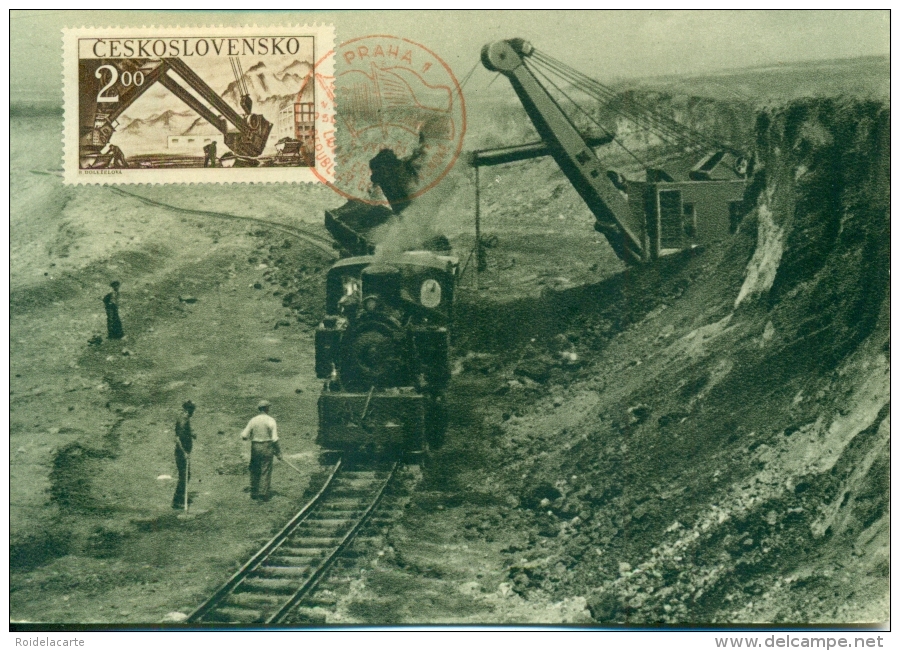 CM-Carte Maximum Card # 1950-Tchècoslovaquie-Czechoslovakia # Industry,power Shovel, Coal Mining Industry #Praha - Other & Unclassified