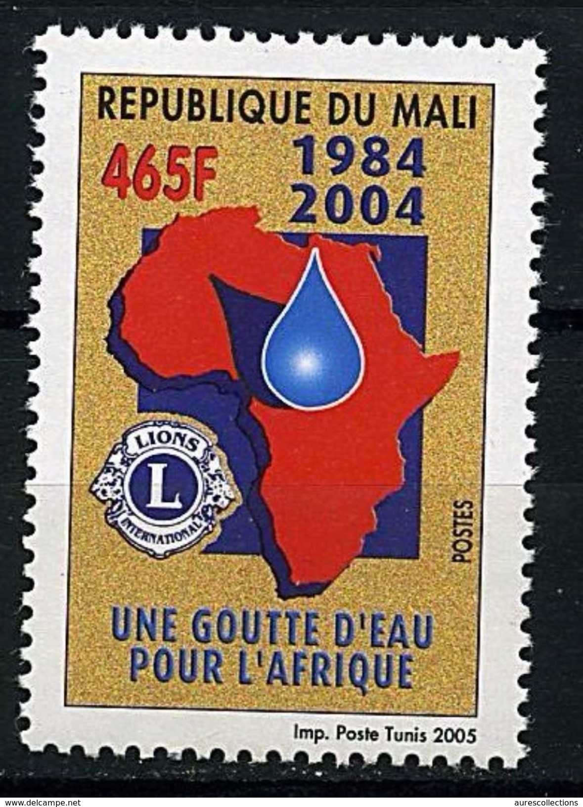 MALI 2005 YT 1858  LIONS CLUB UNE GOUTTE D'EAU POUR L'AFRIQUE WATER MNH ** RARE - Rotary, Lions Club