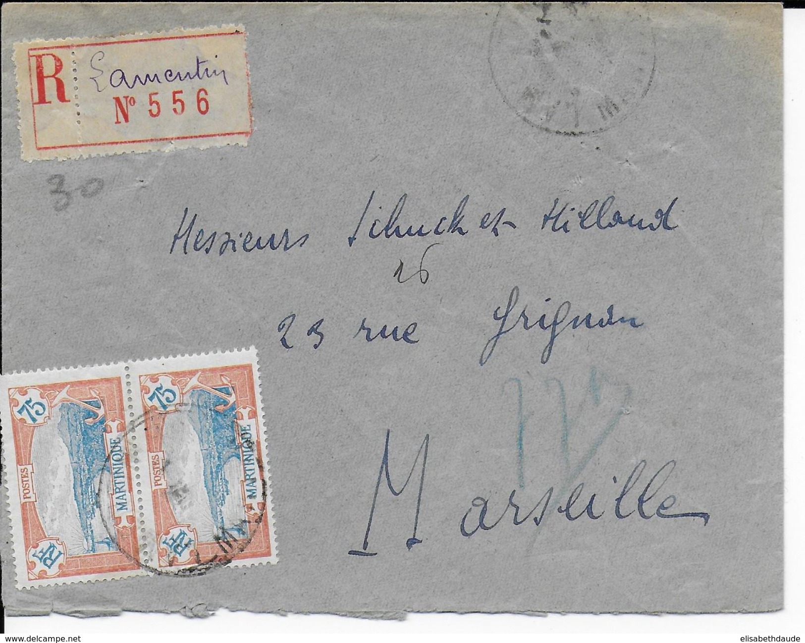 MARTINIQUE - 1930 - ENVELOPPE RECOMMANDEE De LAMENTIN (RARE) => MARSEILLE - Covers & Documents
