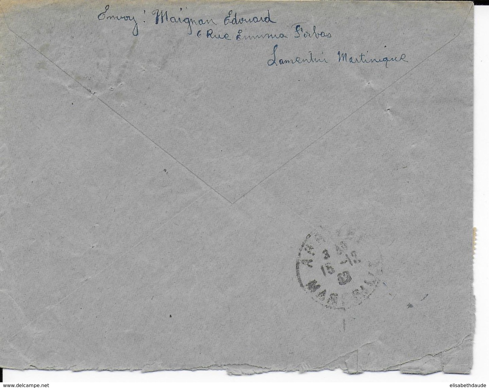 MARTINIQUE - 1930 - ENVELOPPE RECOMMANDEE De LAMENTIN (RARE) => MARSEILLE - Covers & Documents