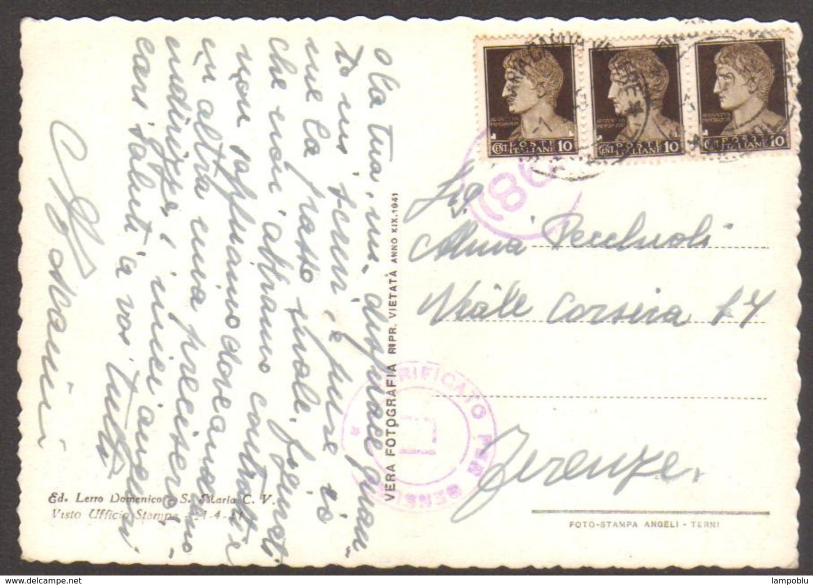 1942 - Cartolina Da S.Maria Capua Vetere Per Firenze 1.2.1941 A Firma Aldo Toscanini - Timbro Censura - Sassone 245 2+1 - Storia Postale