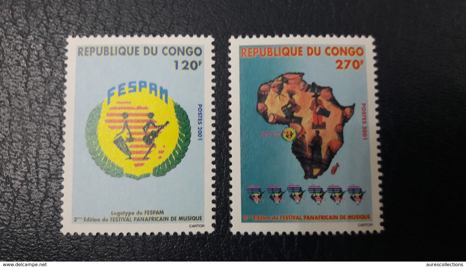 CONGO 2001 YT 1080/1 1080 1081 - MUSIC INSTRUMENTS I- FESTIVAL PANAFRICAIN DE MUSIQUE MUSIC PANAFRICAN FESTIVAL MNH ** - Neufs