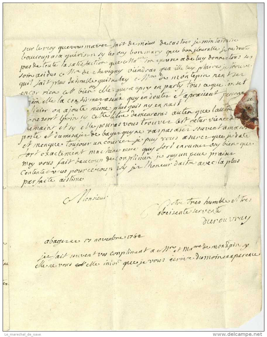 GUERRE DE SEPT ANS &ndash; 1762 Lettre Pour L'armee De Condé Bagé Ain 1762 Macon Du Rouvray Bricqueville Castries - Legerstempels (voor 1900)