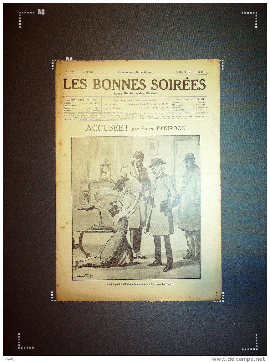 Hebdomadaire Illustré - LES BONNES SOIRÉES - N°37 - 09 Septembre 1928. - 1900 - 1949