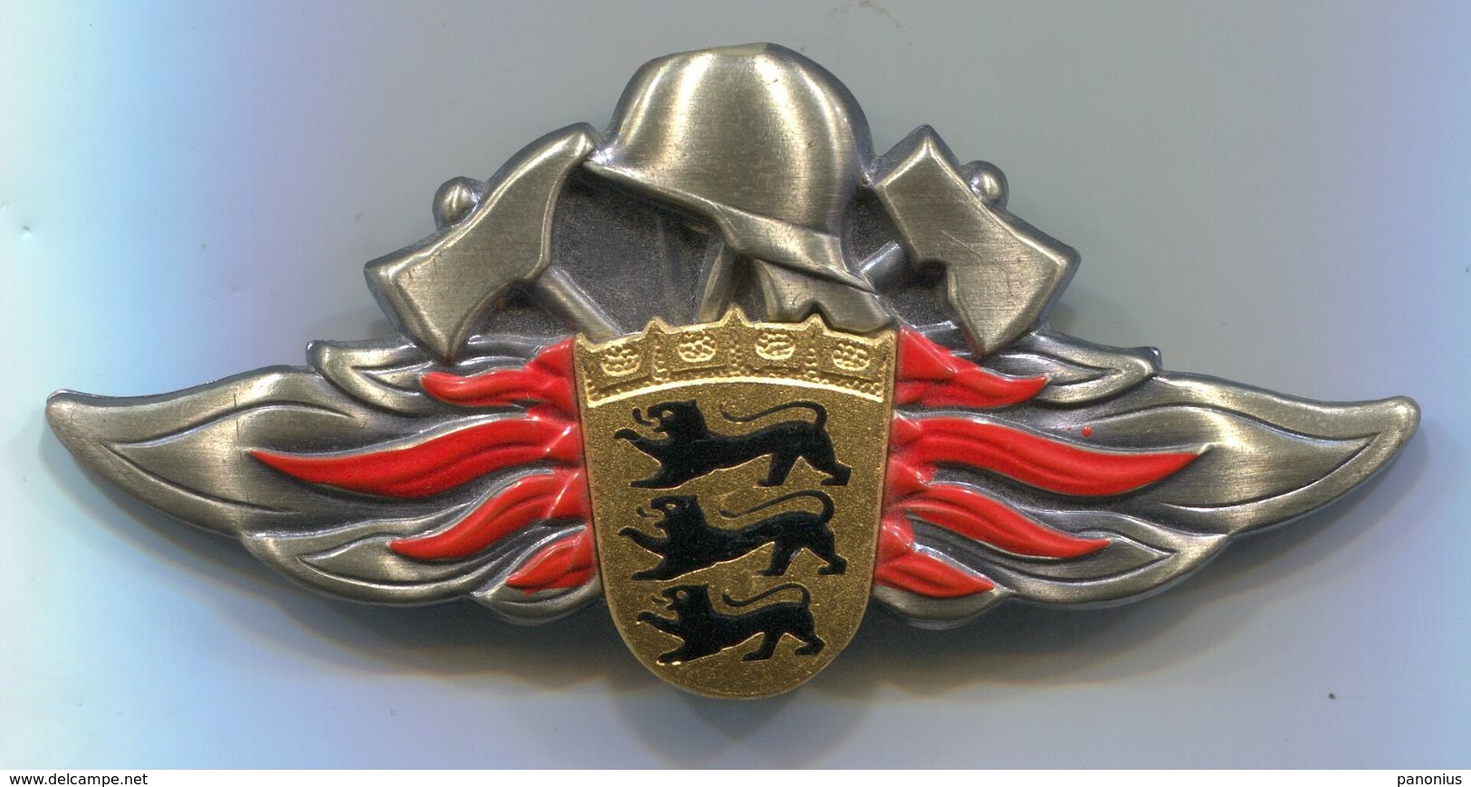 Fireman, Fire Department, Feuerwehr - Baden Wuerttemberg, Germany, Insignia, 77x35mm - Brandweerman