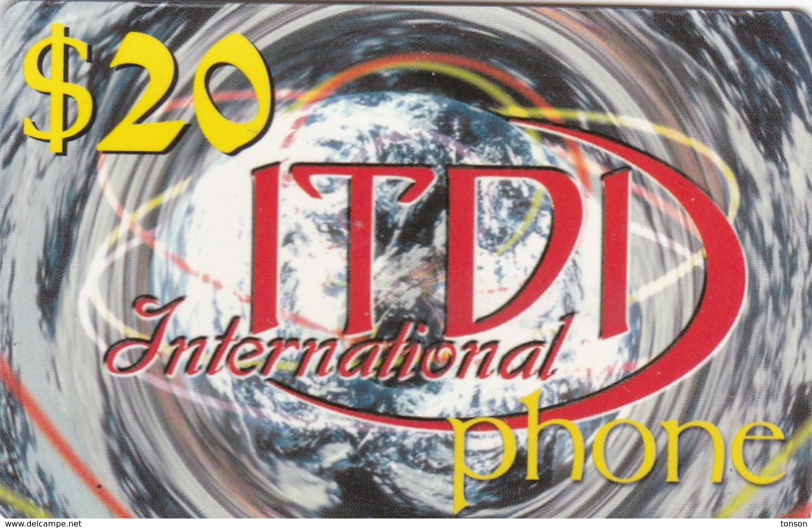 Palestine, PL-PRE-IDT-0001, ITDI International Phone, $20, Unused, 2 Scans . - Palestine