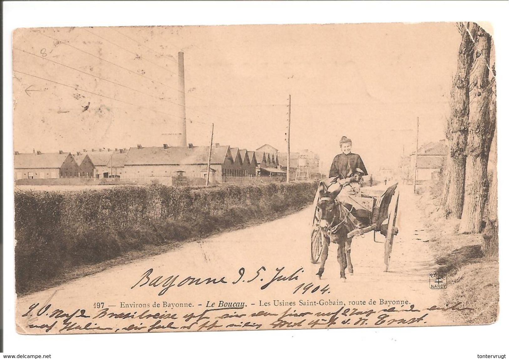 64 Le Boucau. Les Usines Saint-Gobain, Route De Bayonne.Charette D'Ane - Boucau