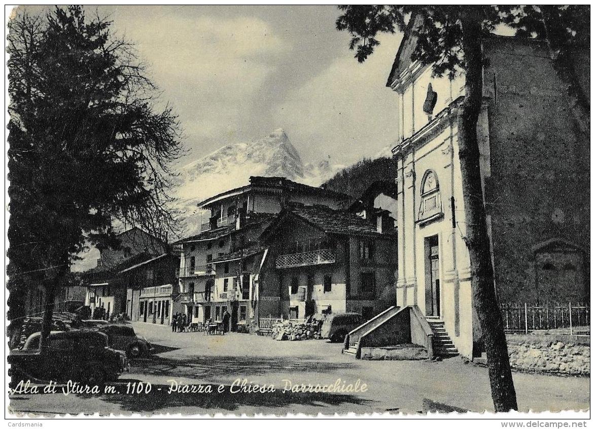 Ala Di Stura(Torino)-Piazza E Chiesa Parrocchiale-1954 - Other & Unclassified