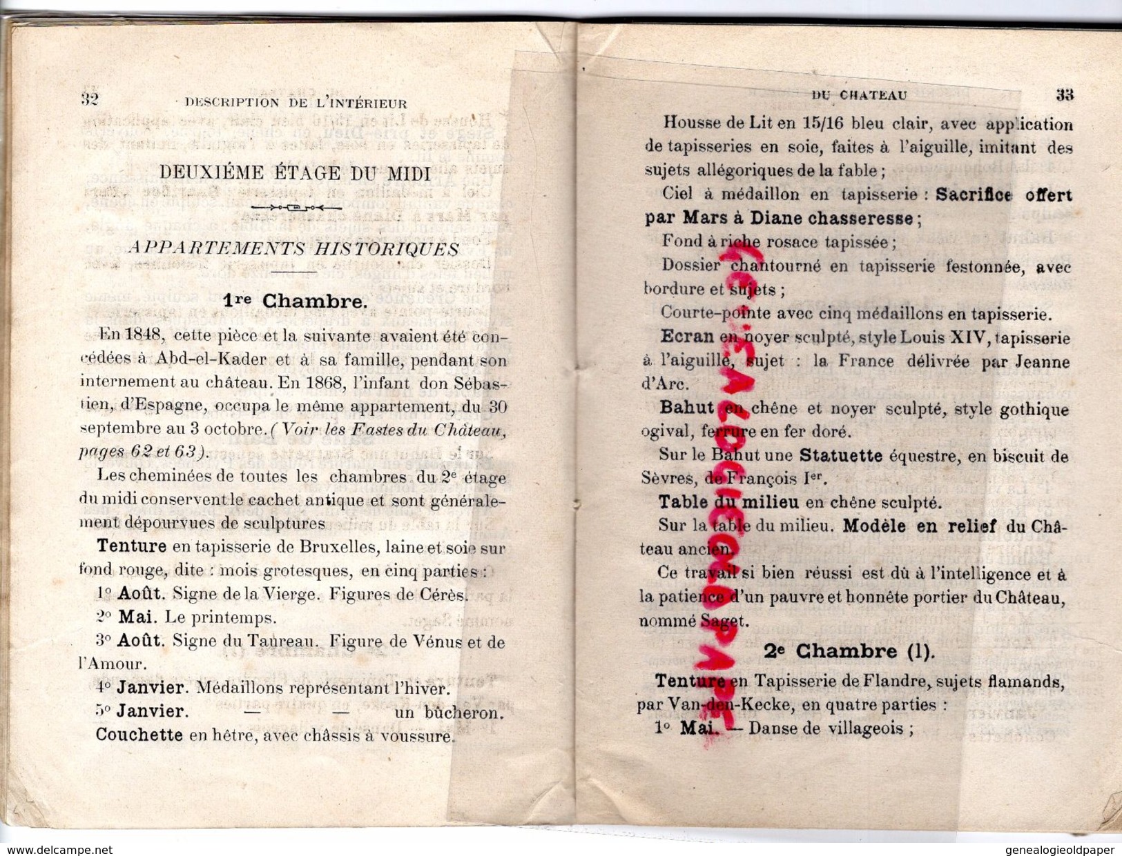 64- RARE NOTICE HISTORIQUE CHATEAU DE PAU-THEODORE CHASTANG REGISSEUR-IMPRIMERIE A. MENETIERE-1879