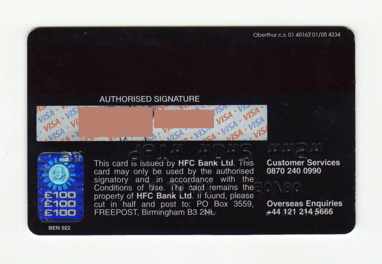 HFC Bank UNITED KINGDOM Jaguar VISA Expired 2007 - Credit Cards (Exp. Date Min. 10 Years)