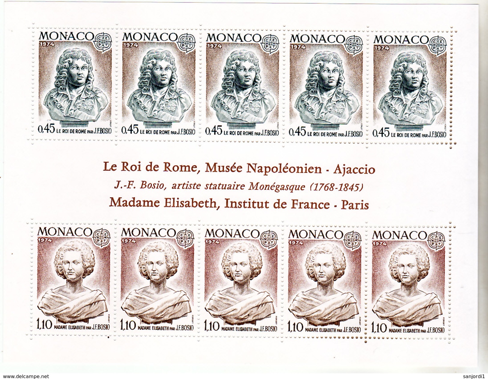 Monaco BF   9 Europa 1974 Oeuvres D'art Statues Neuf ** TB MNH Sin Charnela Cote 55 - 1974