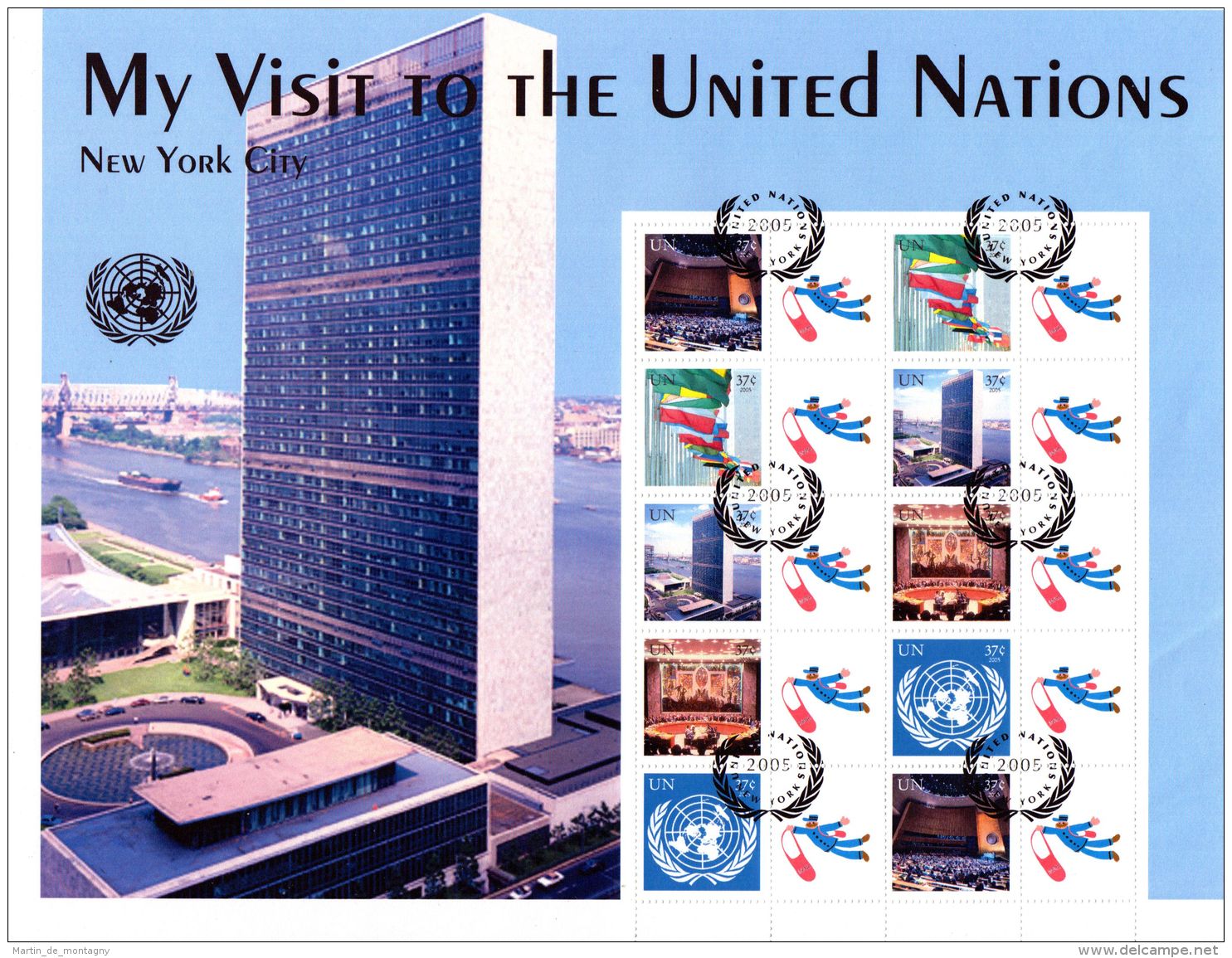 My Visit To The United Nations - Feuillet 28x22cm Avec Bloc, Oblitéré; Selon Scan, Lot 49263 - Lettres & Documents