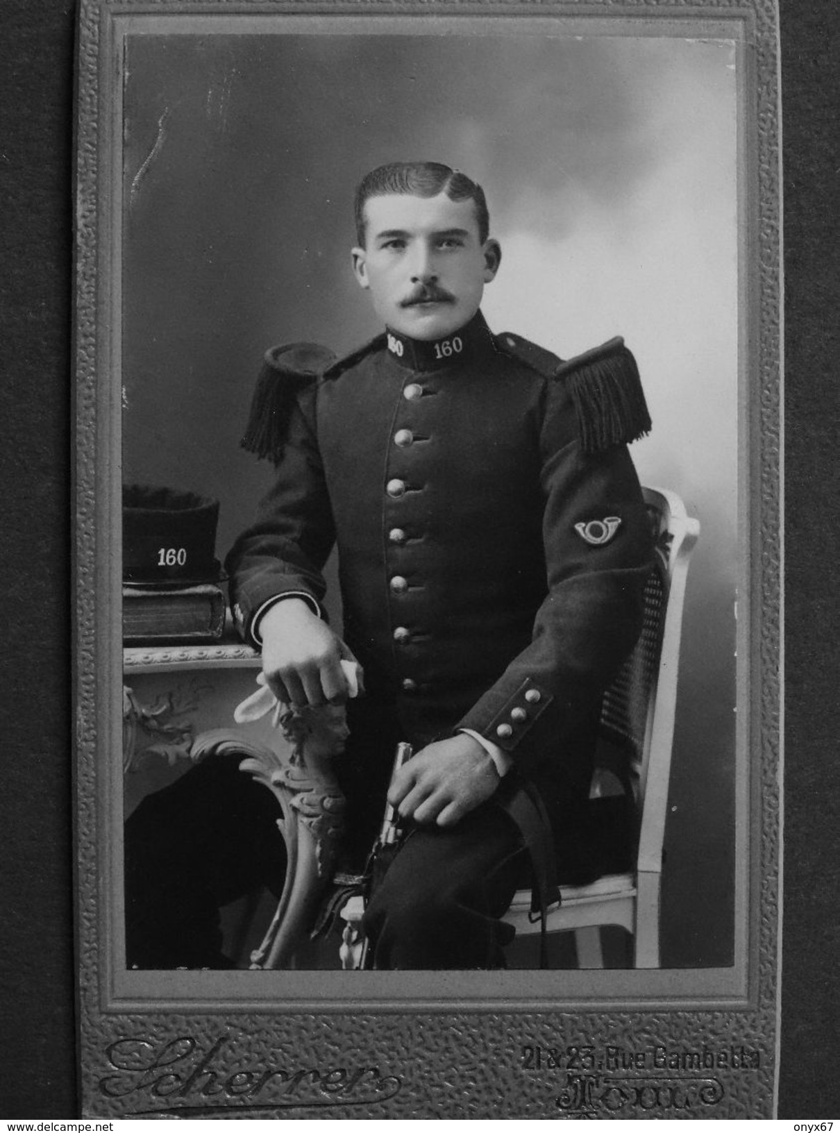 PHOTO CDV 10,5 X 6,5 Cms Soldat Militaire Français 160 ème  Régiment Photo SCHERRER- TOUL (Meurthe Et Moselle) - Krieg, Militär