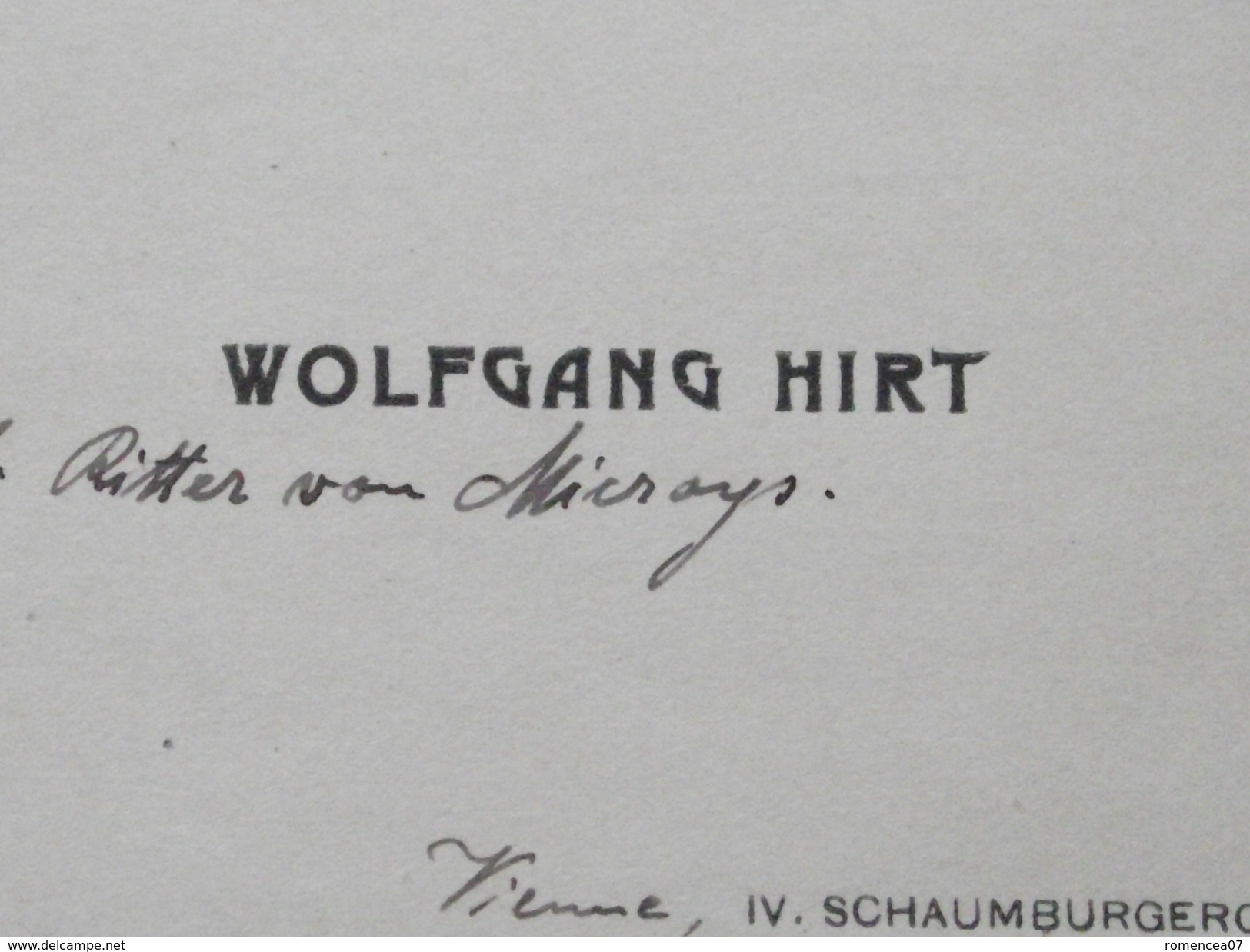 WIEN (Vienne, Autriche) - Carte De Visite - Wolfgang HIRT - Schaumburgerstrasse - A Voir ! - Visitenkarten