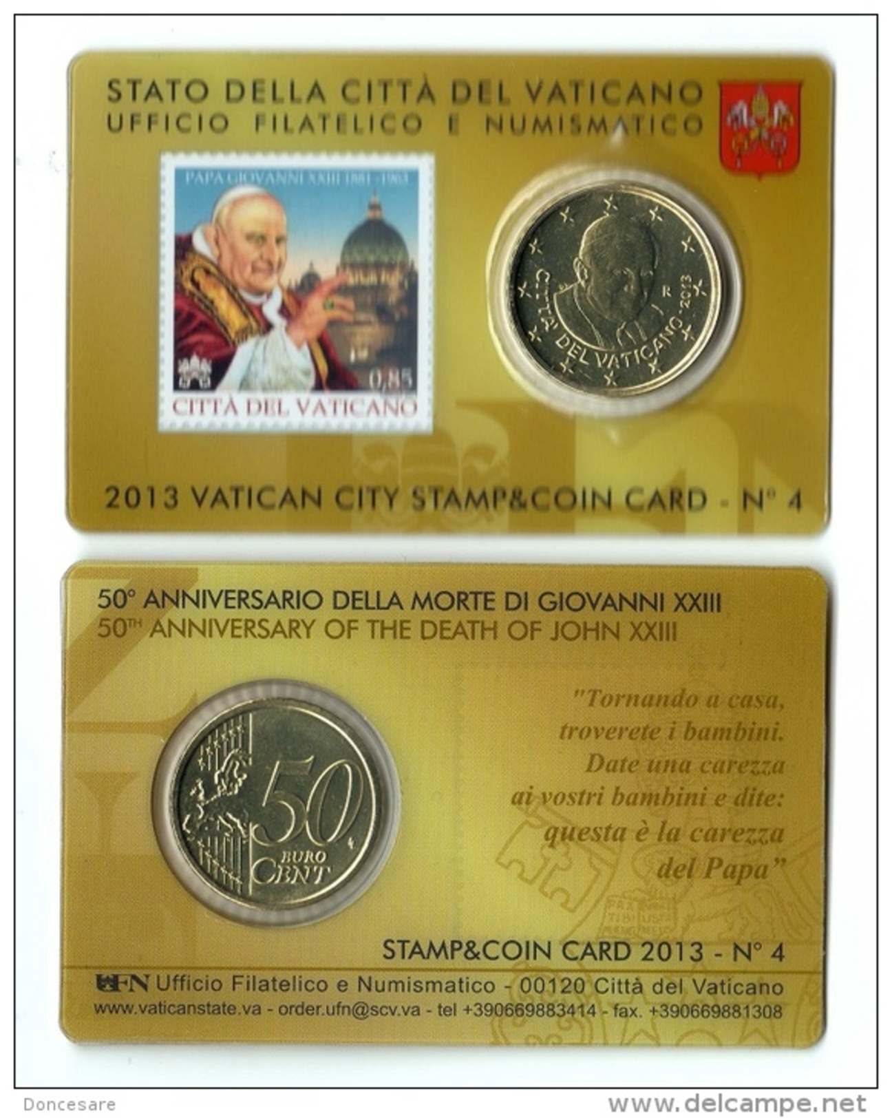 ** 50 CENT VATICAN 2013 SOUS COFFRET STAMP/COIN CARD PIECE NEUVE ** - Vatikan