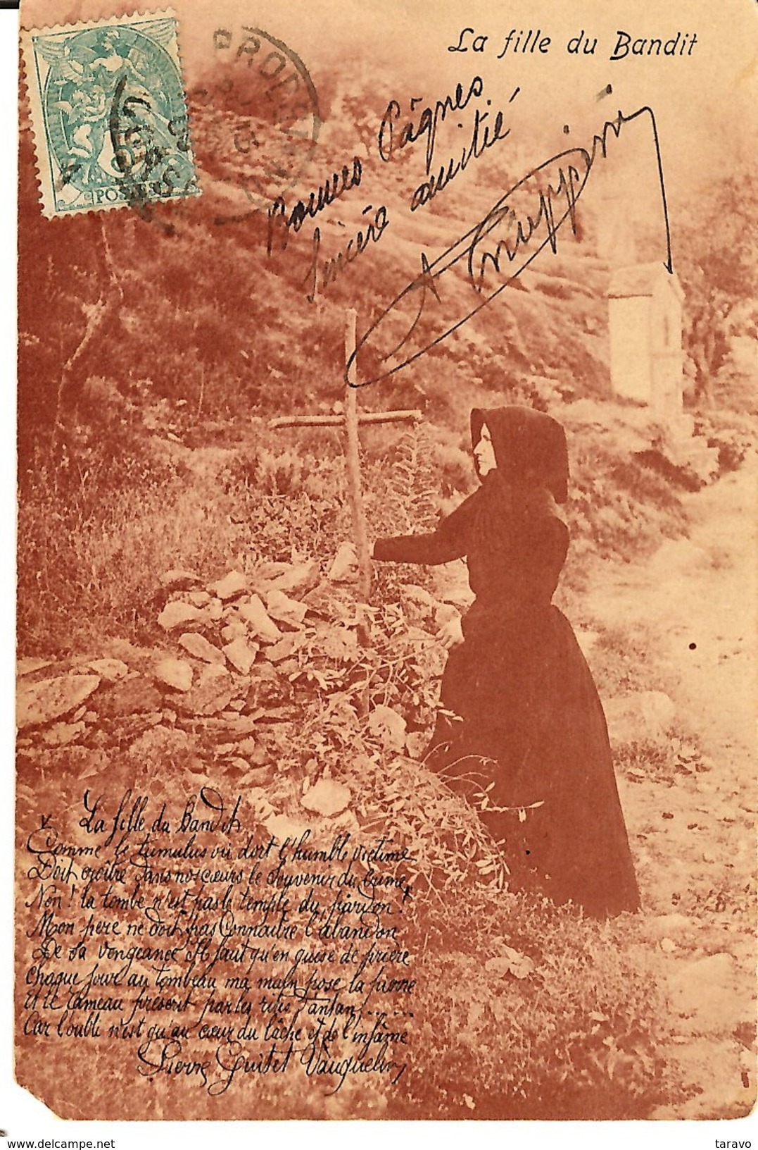 CORSE - RARE Avec Poème Du Bastiais Pierre Guitet-Vauquelin -   LA FILLE DU BANDIT - Pionnière J. Moretti 1903 - Autres & Non Classés