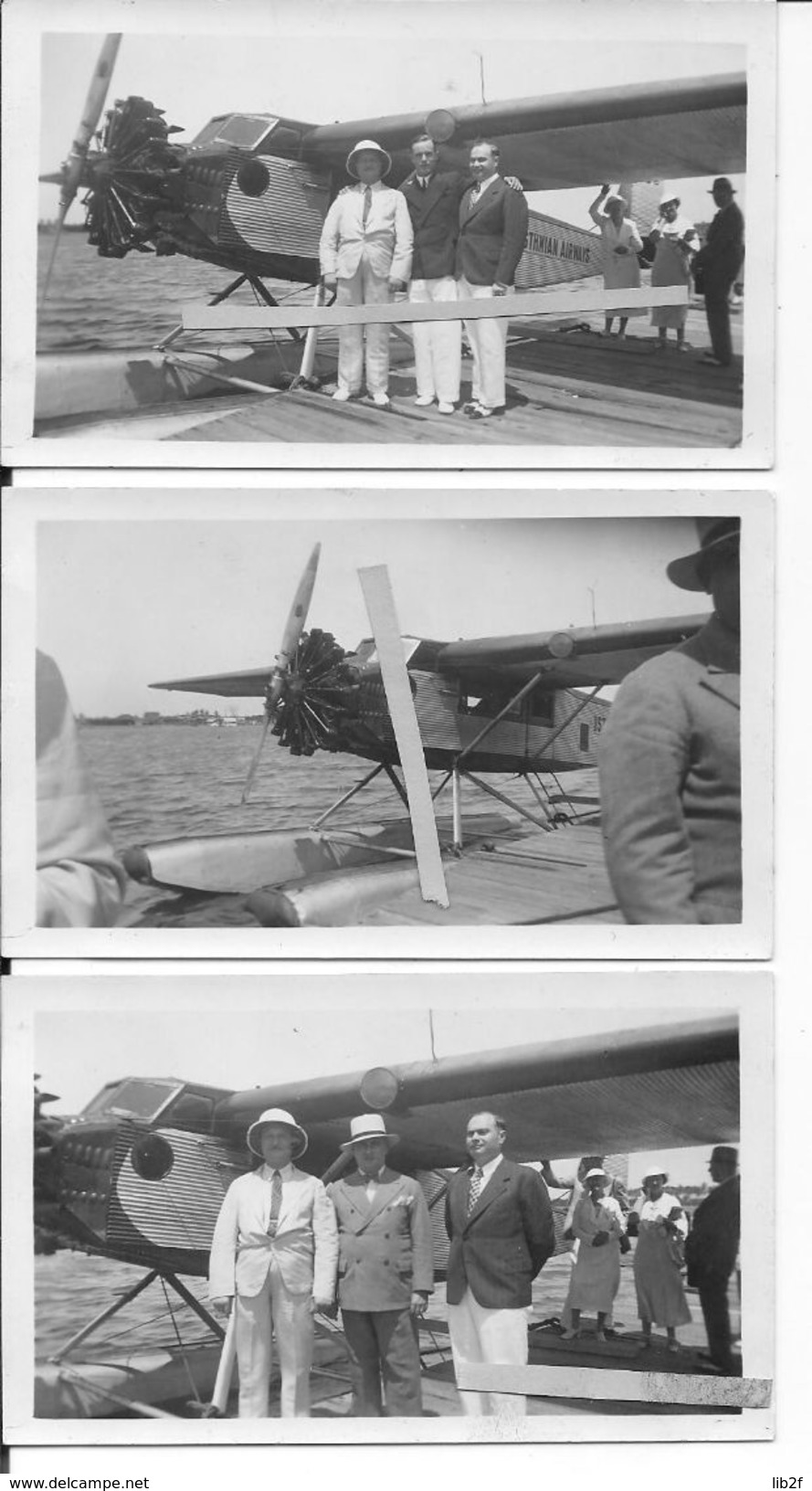 Croisière Des Antilles 1933 Groupe De Personnes Devant Un Hydravion Junker Isthmian Airlines 3 Photos - Aviation