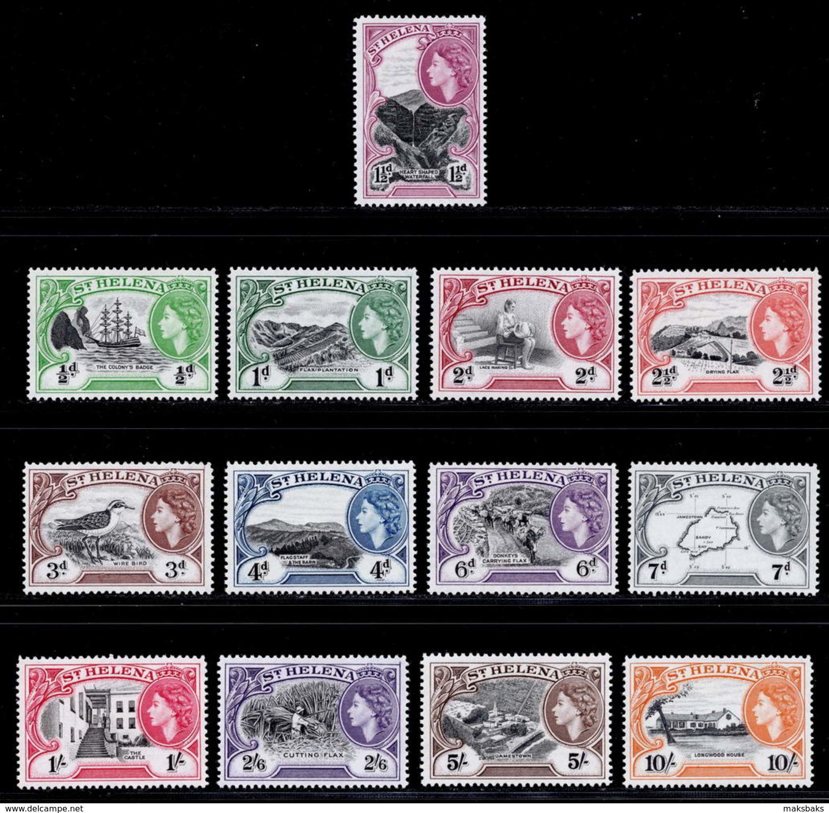 St. Helena 1953-1959 MNH Set SG 153/165 Cat £85 - Saint Helena Island