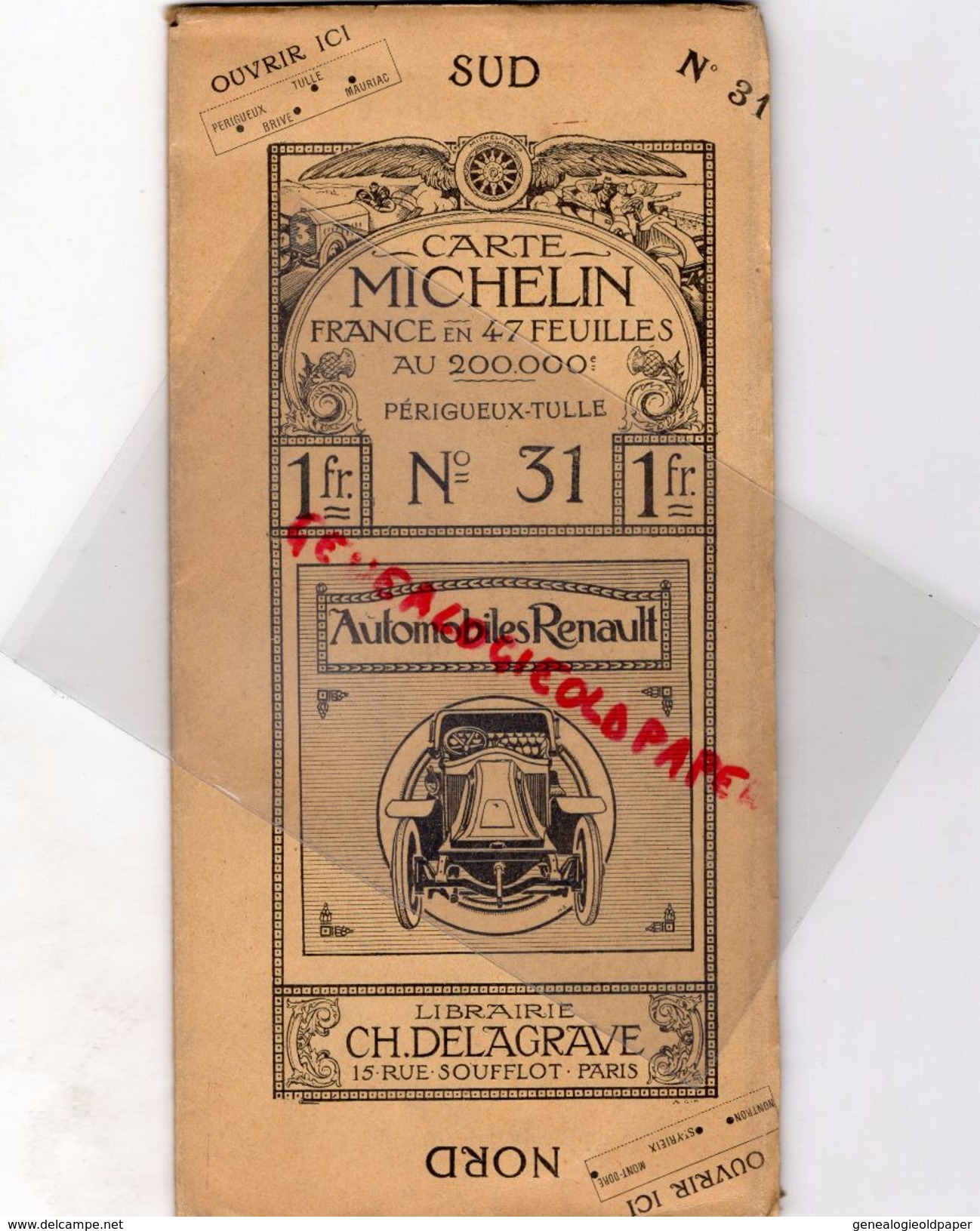 24-PERIGUEUX-19-TULLE-CARTE MICHELIN N° 31- LIBRAIRIE DELAGRAVE -NONTRON-GLANGES-ST YRIEIX-USSEL-HAUTEFORT-BRIVE-MAURIAC - Cartes Routières