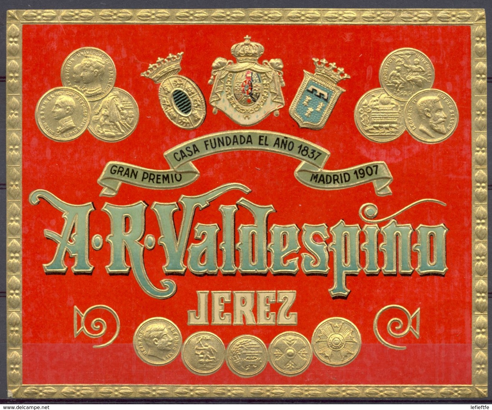 1437 - Espagne - Andalousie - Etiquette Générique Gaufrée - A.R.Valdespino - Jerez - Autres & Non Classés