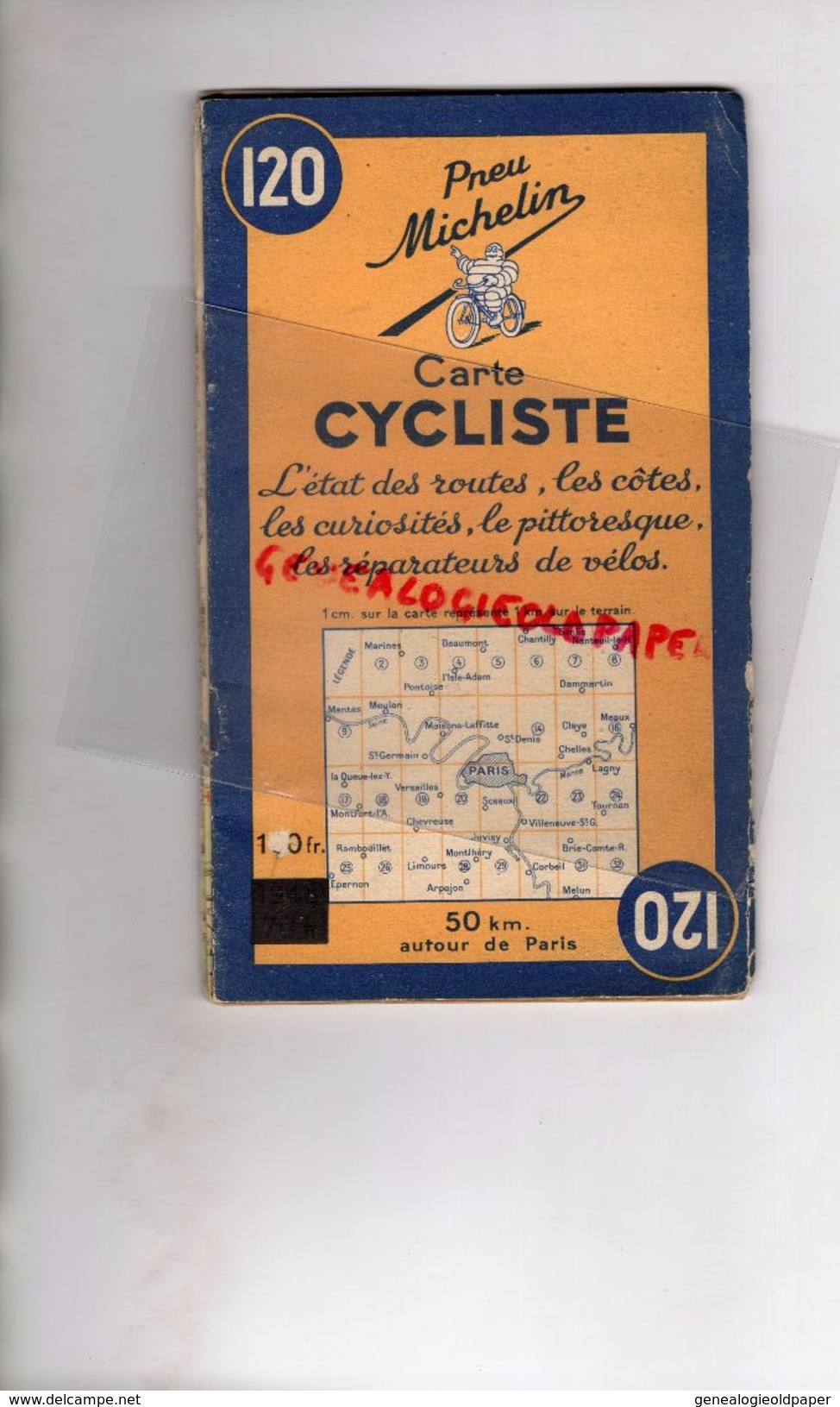 75 - PARIS -CARTE CYCLISTE -CYCLISME- MICHELIN -RARE 1948-MNTES-MEULAN-PONTOISE-GONESSE-MEAUX-SENLIS-LUZARCHES-ISLE ADAM - Cartes Routières