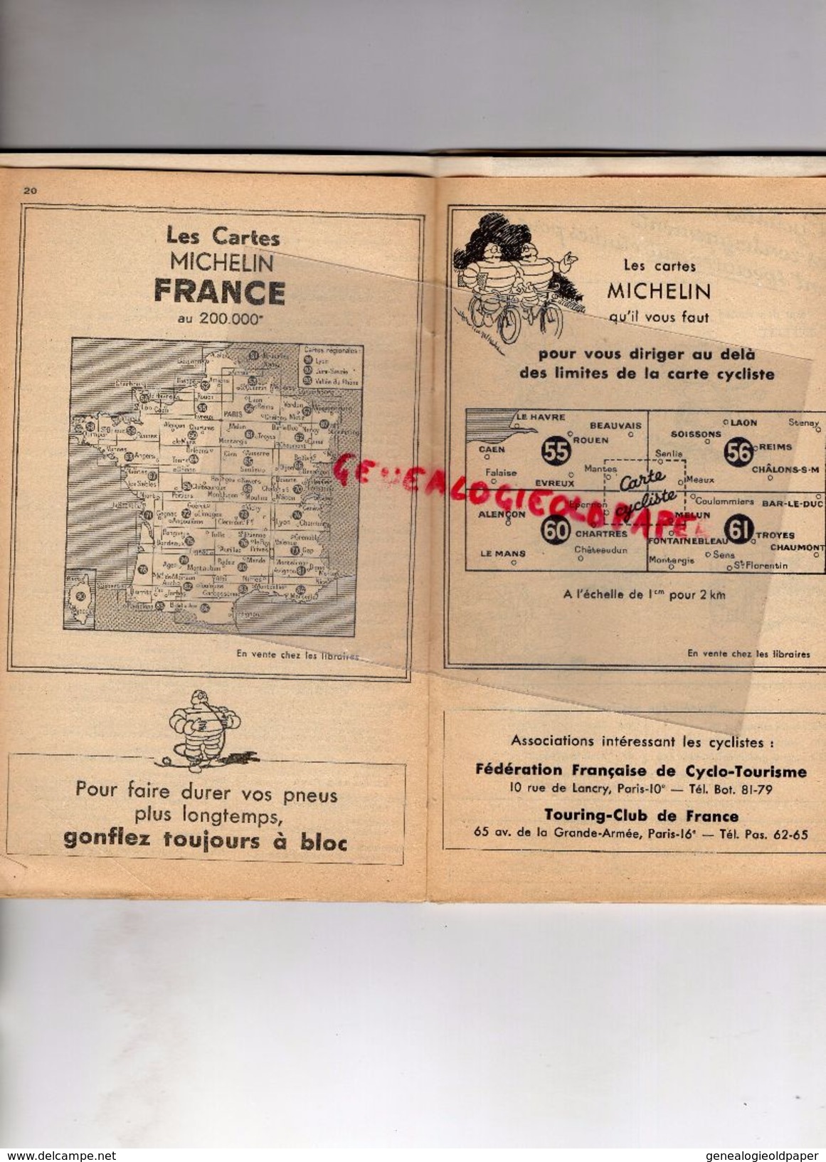 75 - PARIS -CARTE CYCLISTE -CYCLISME- MICHELIN -RARE 1948-MNTES-MEULAN-PONTOISE-GONESSE-MEAUX-SENLIS-LUZARCHES-ISLE ADAM - Cartes Routières