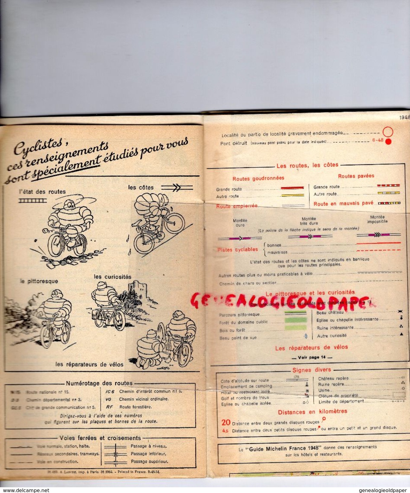 75 - PARIS -CARTE CYCLISTE -CYCLISME- MICHELIN -RARE 1948-MNTES-MEULAN-PONTOISE-GONESSE-MEAUX-SENLIS-LUZARCHES-ISLE ADAM - Cartes Routières