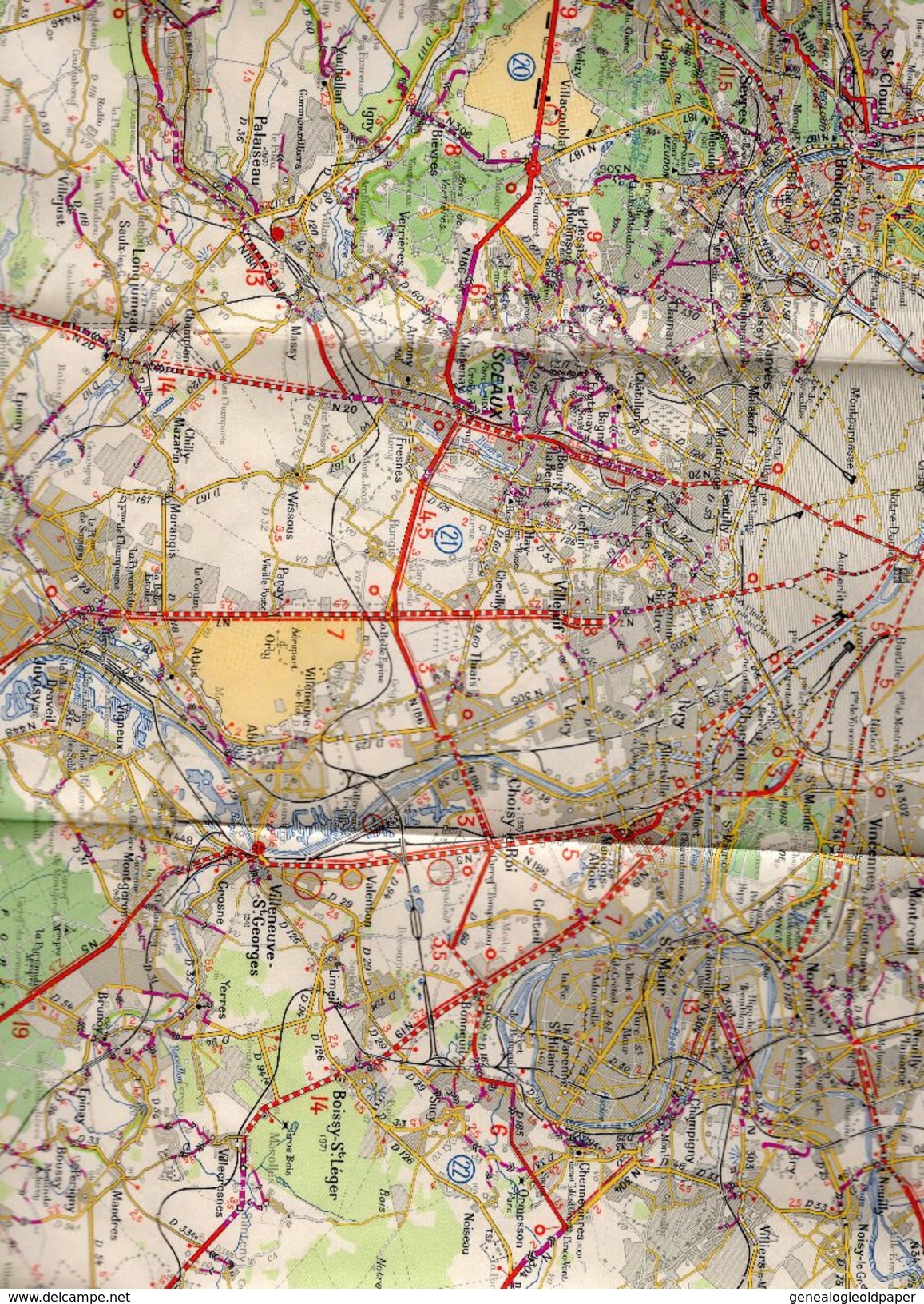 75 - PARIS -CARTE CYCLISTE -CYCLISME- MICHELIN -RARE 1948-MNTES-MEULAN-PONTOISE-GONESSE-MEAUX-SENLIS-LUZARCHES-ISLE ADAM