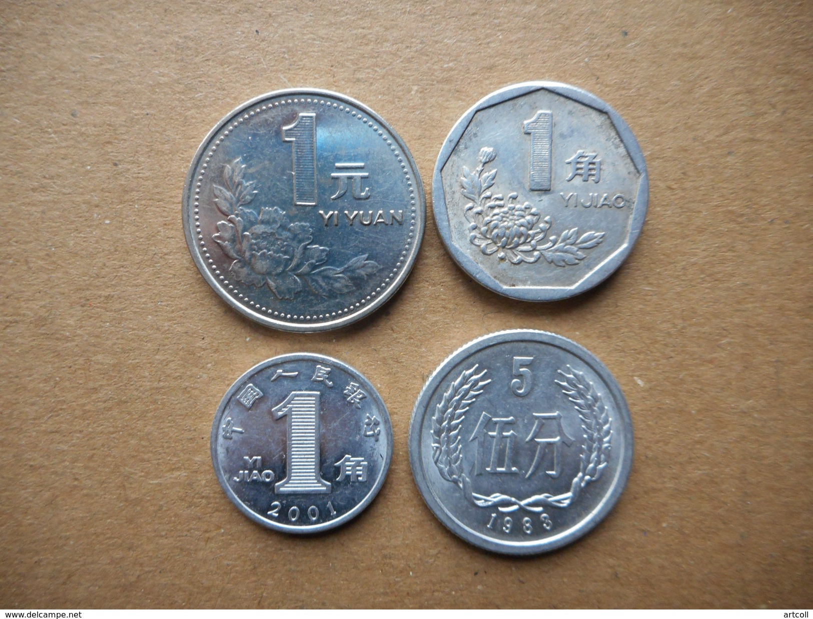 China 5 Fen,1 Jiao,1 Yuan 1983-2001 (Lot Of 4 Coins) - Chine
