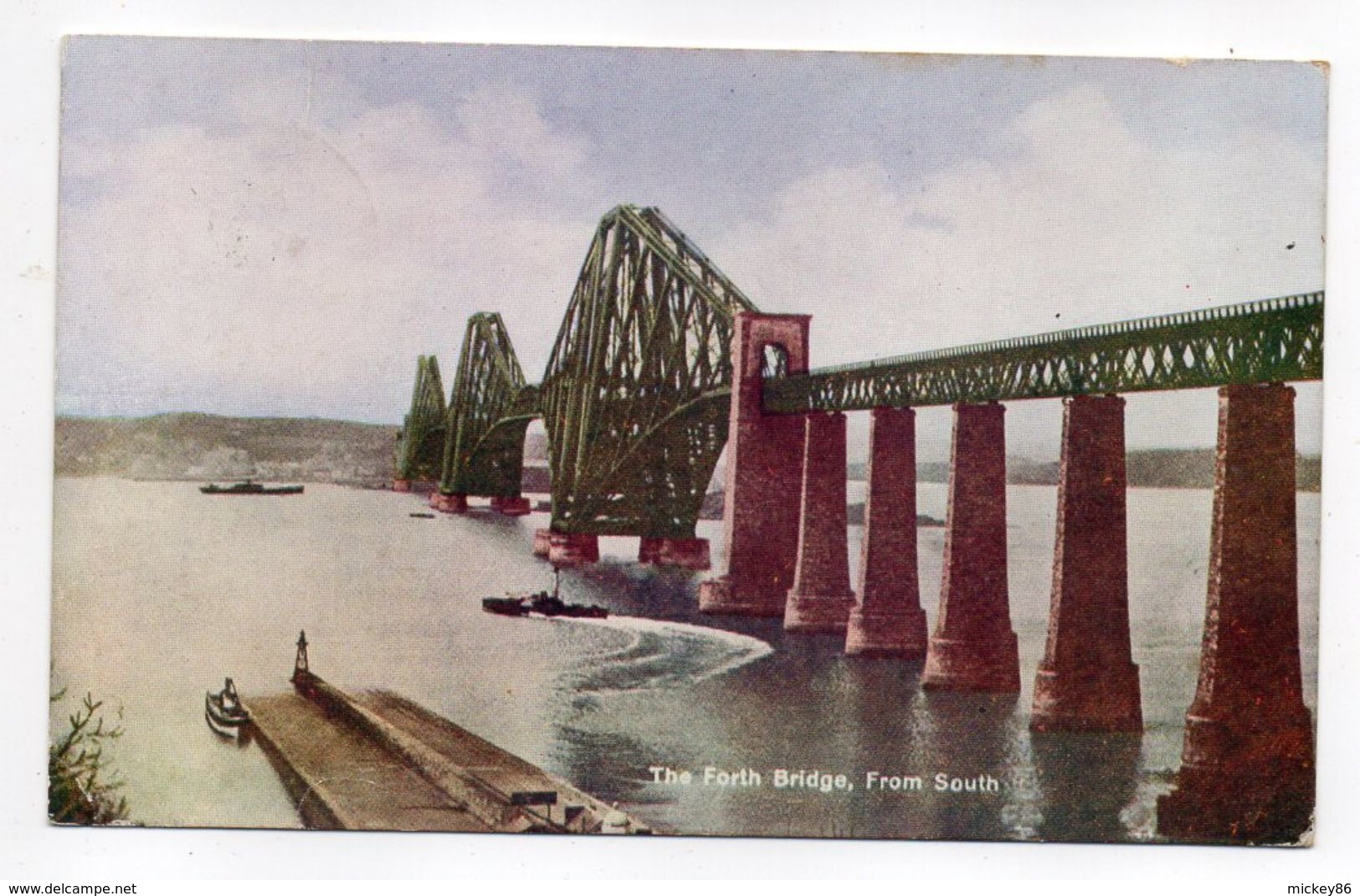 U.K --Ecosse--QUEENSFERRY--1947--The Forth Bridge (pont),From South --timbre-cachet - Midlothian/ Edinburgh