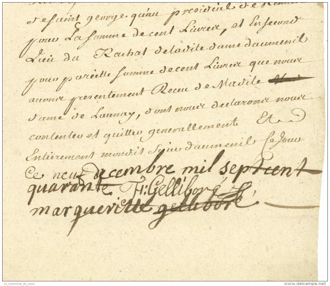 BRETAGNE &ndash; 1740 &ndash; P.S. De Francois GELLIBORÉ, Sieur De K&rsquo;UGON +Marguerite Gelliboré Demoiselle De COAT - Documents Historiques
