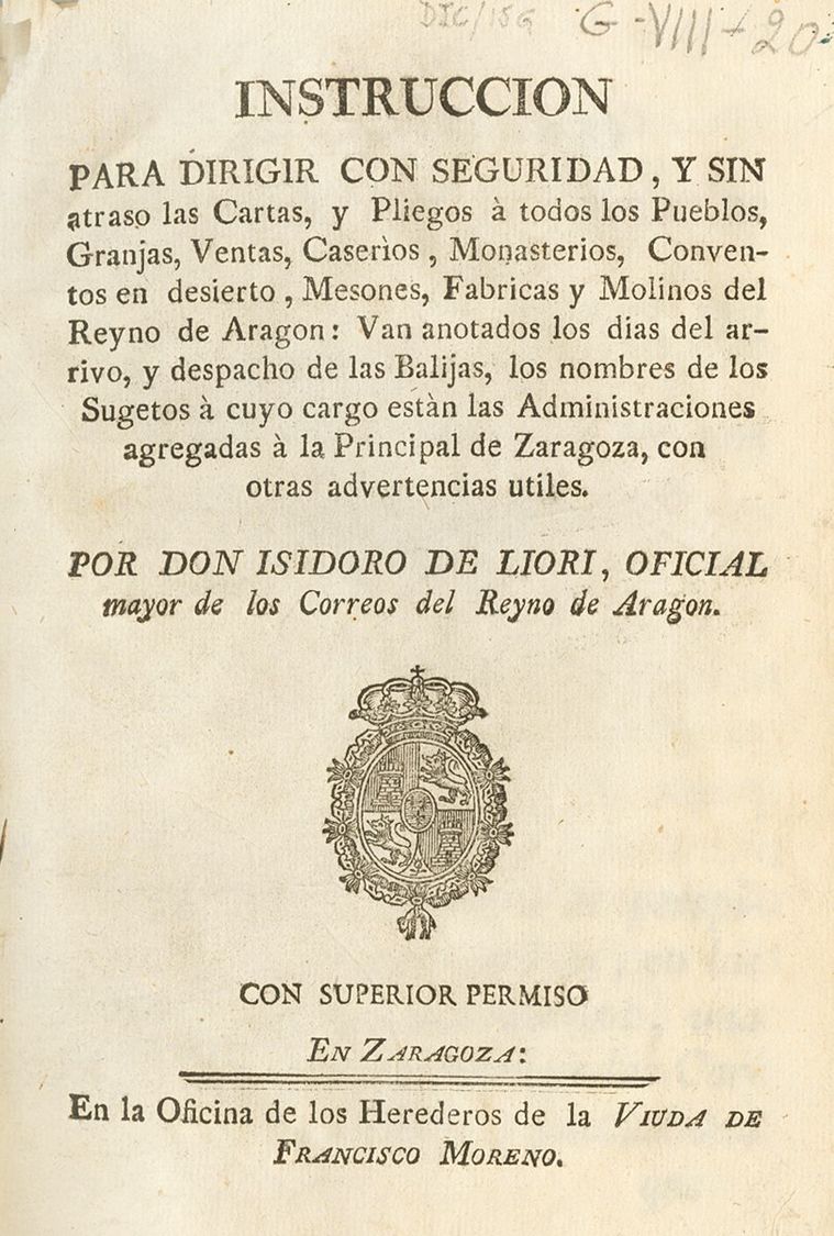 Bibliografía. 1797 INSTRUCCION PARA DIRIGIR CON SEGURIDAD Y SIN ATRASO LAS CARTAS Y PLIEGOS A TODOS LOS PUEBLOS, GRANJAS - Other & Unclassified