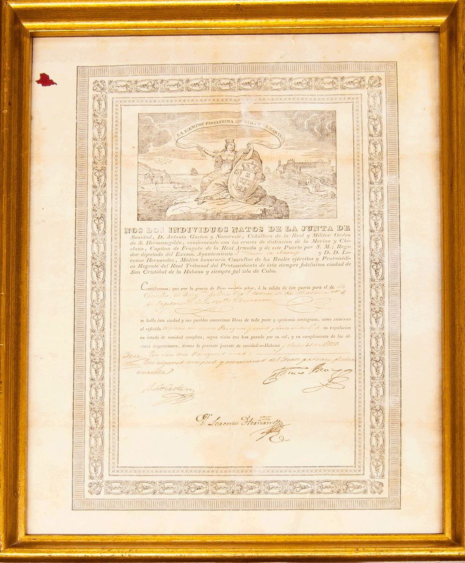 Bibliografía. 1828 (31 De Julio). Patente De Sanidad Del Bergantín Goleta CORREO MARITIMO DE LA HABANA Nº4 Certificando  - Other & Unclassified